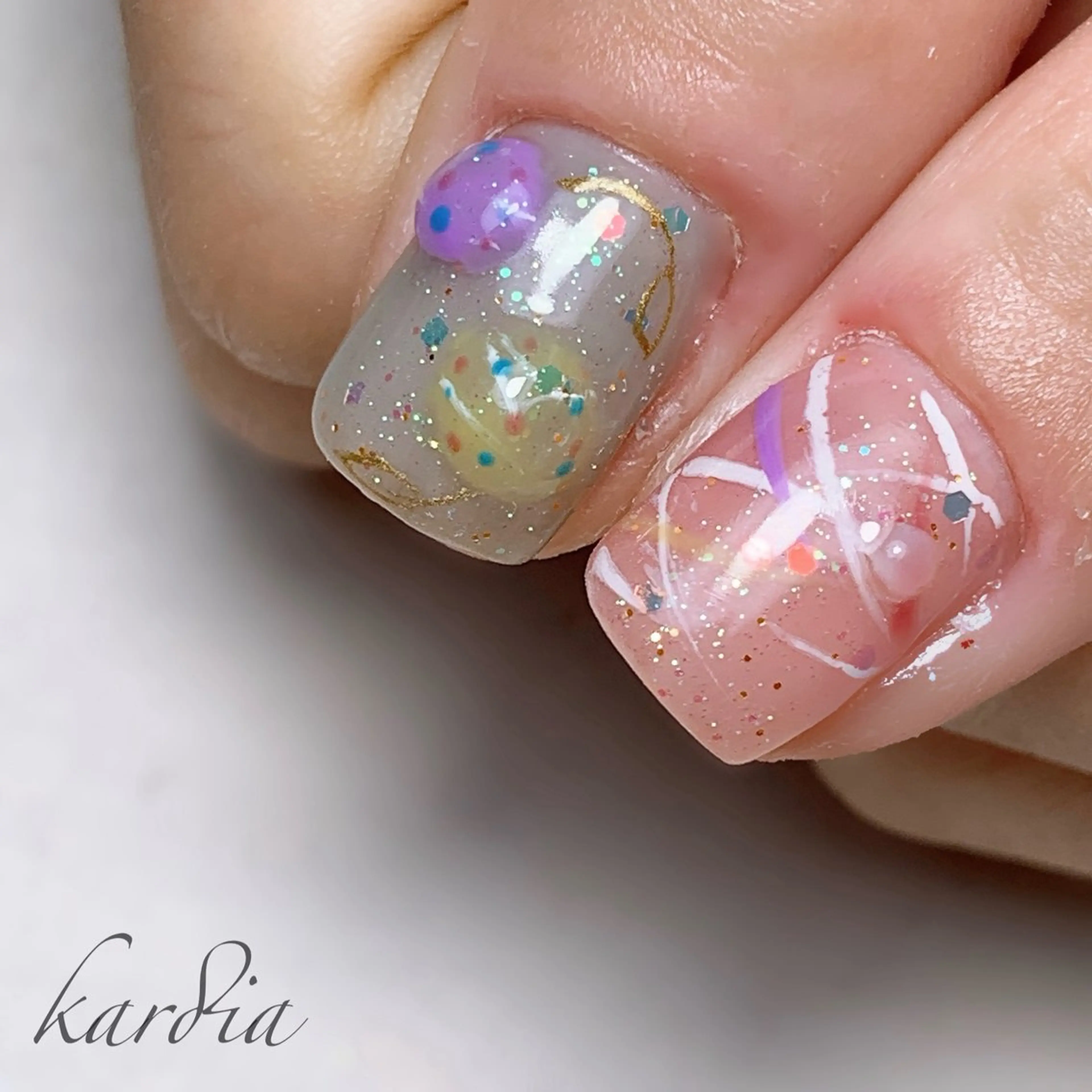 ネイル ハンドネイル καρδιά -ｶﾙﾃﾞｨｱ-のネイルデザイン