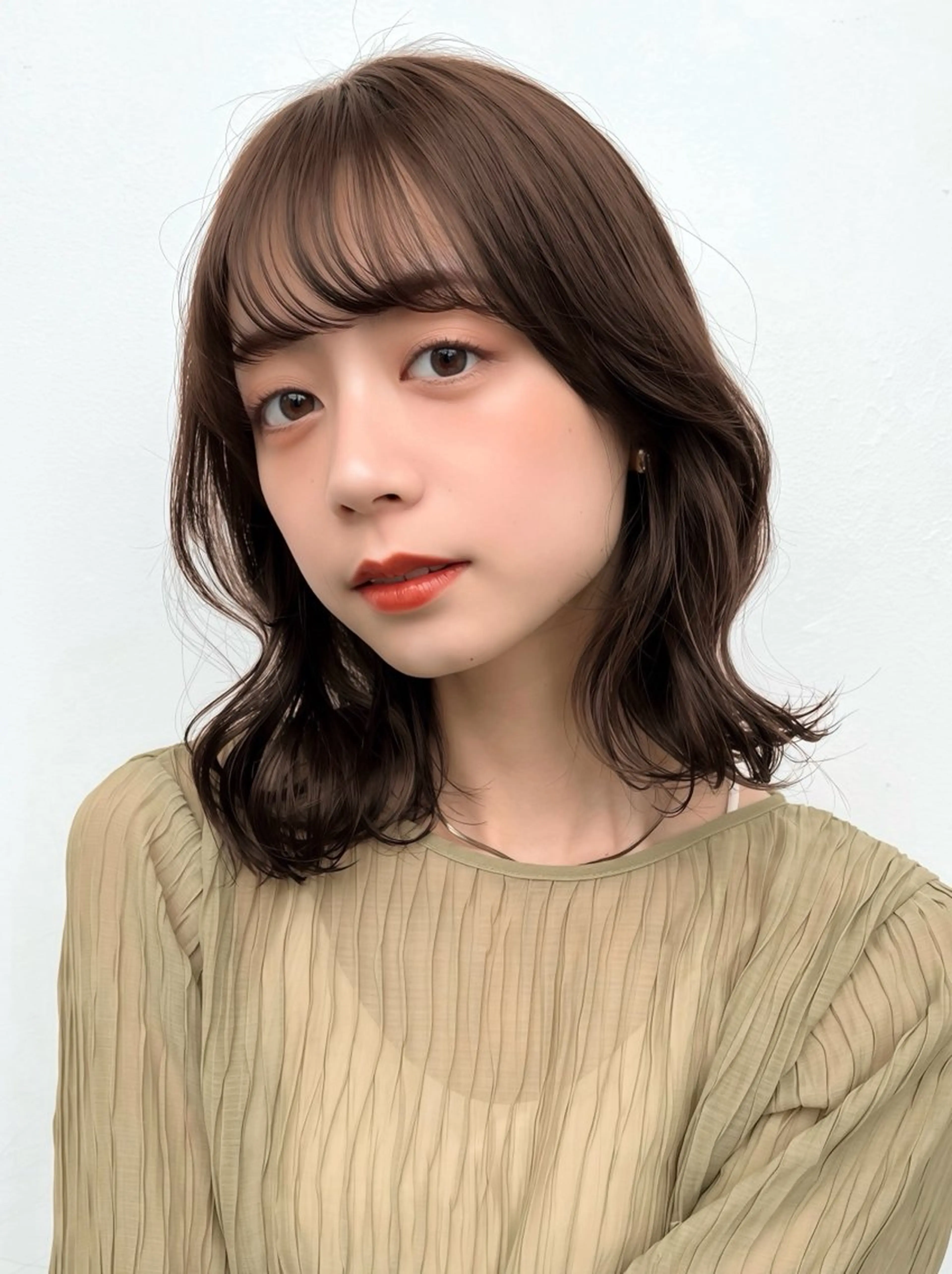 ミディアム カラー ヘアアレンジ ベージュカラー 透明感カラー ボブ くびれヘア レイヤーカット カット ヘアカラー トリートメント 🌱ボブ/レイヤー/ ベージュ/あやみ✨のヘアスタイル