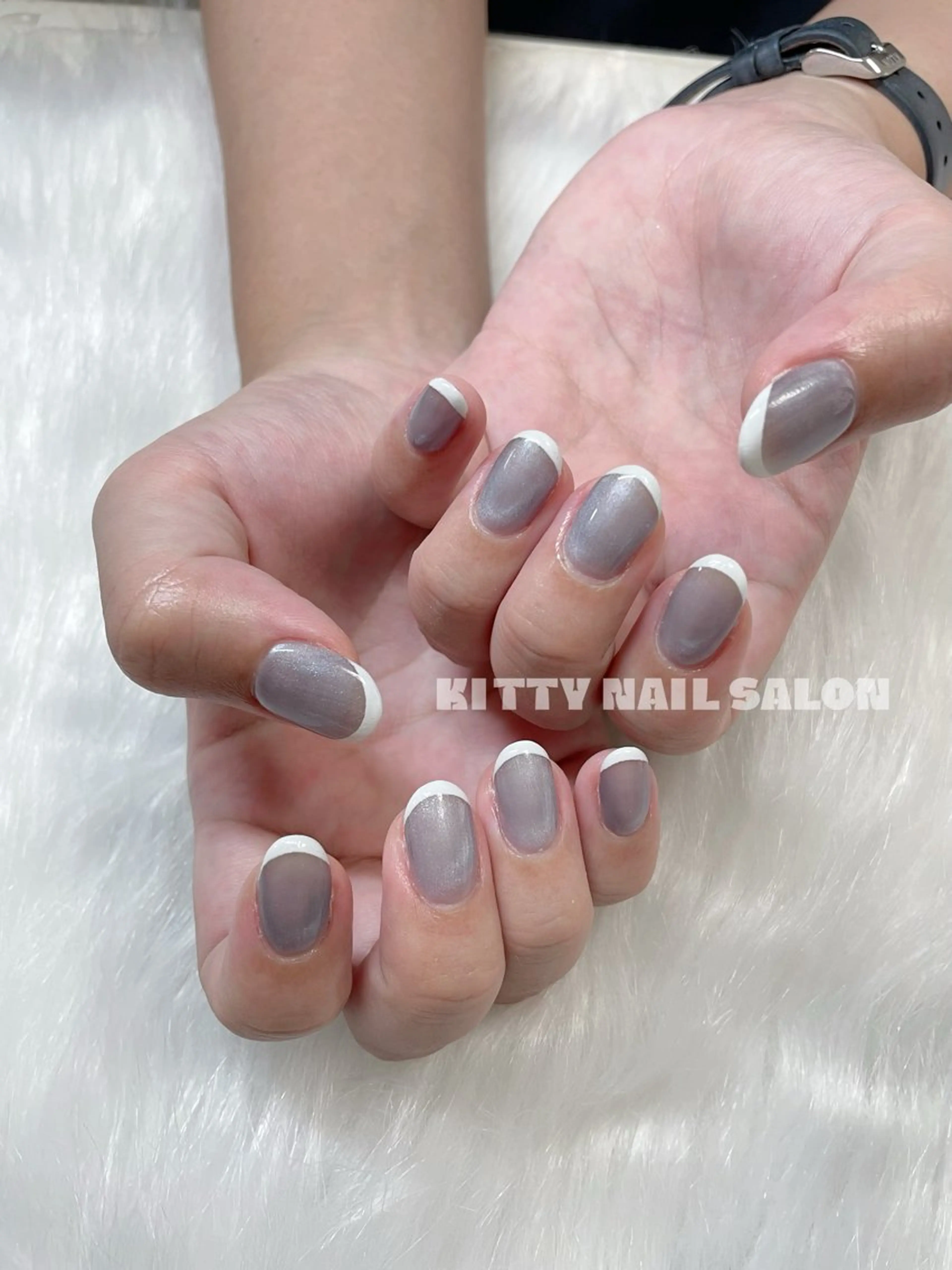 ネイル アートネイル フレンチネイル グラデーション 韓国ネイル マグネットネイル ハンドネイル kitty nail salonのネイルデザイン
