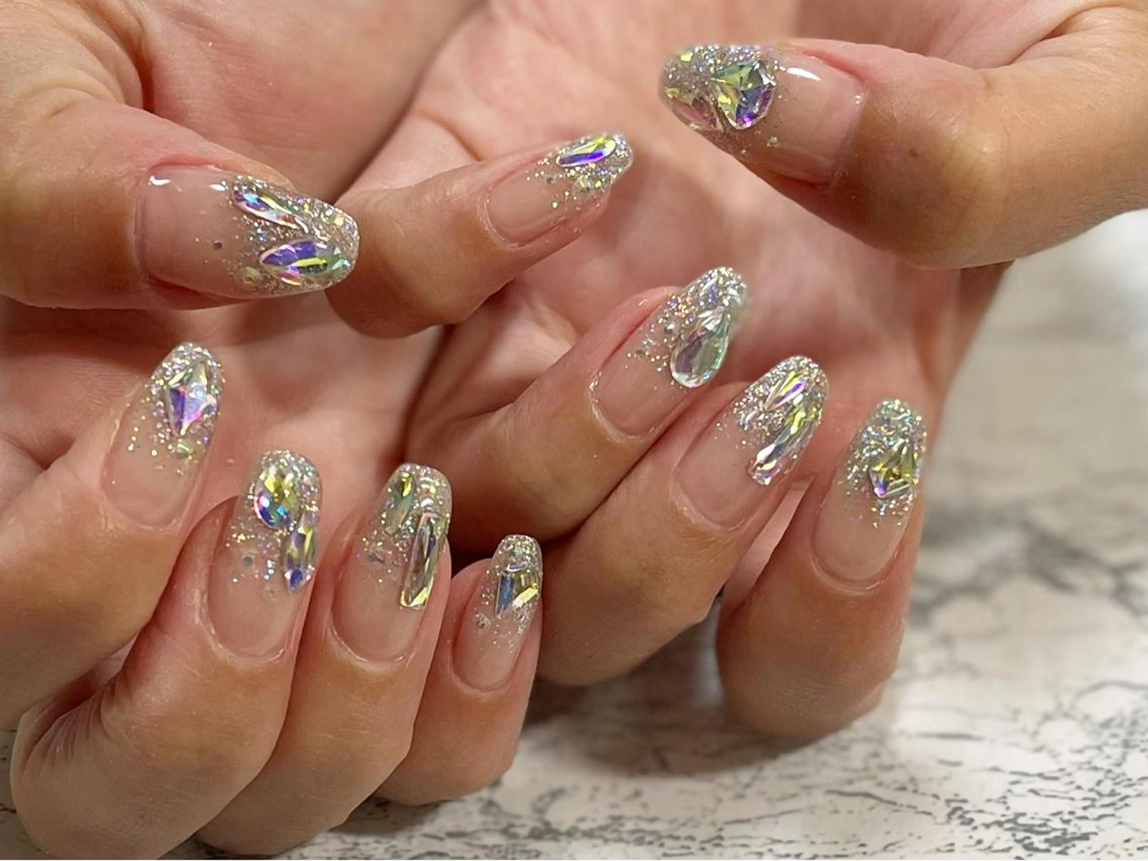 ネイル オーロラネイル フットネイル ニュアンスネイル シンプルネイル 春ネイル ネイル フフラ所属・nail fufla ♡yamane♡のネイルデザイン