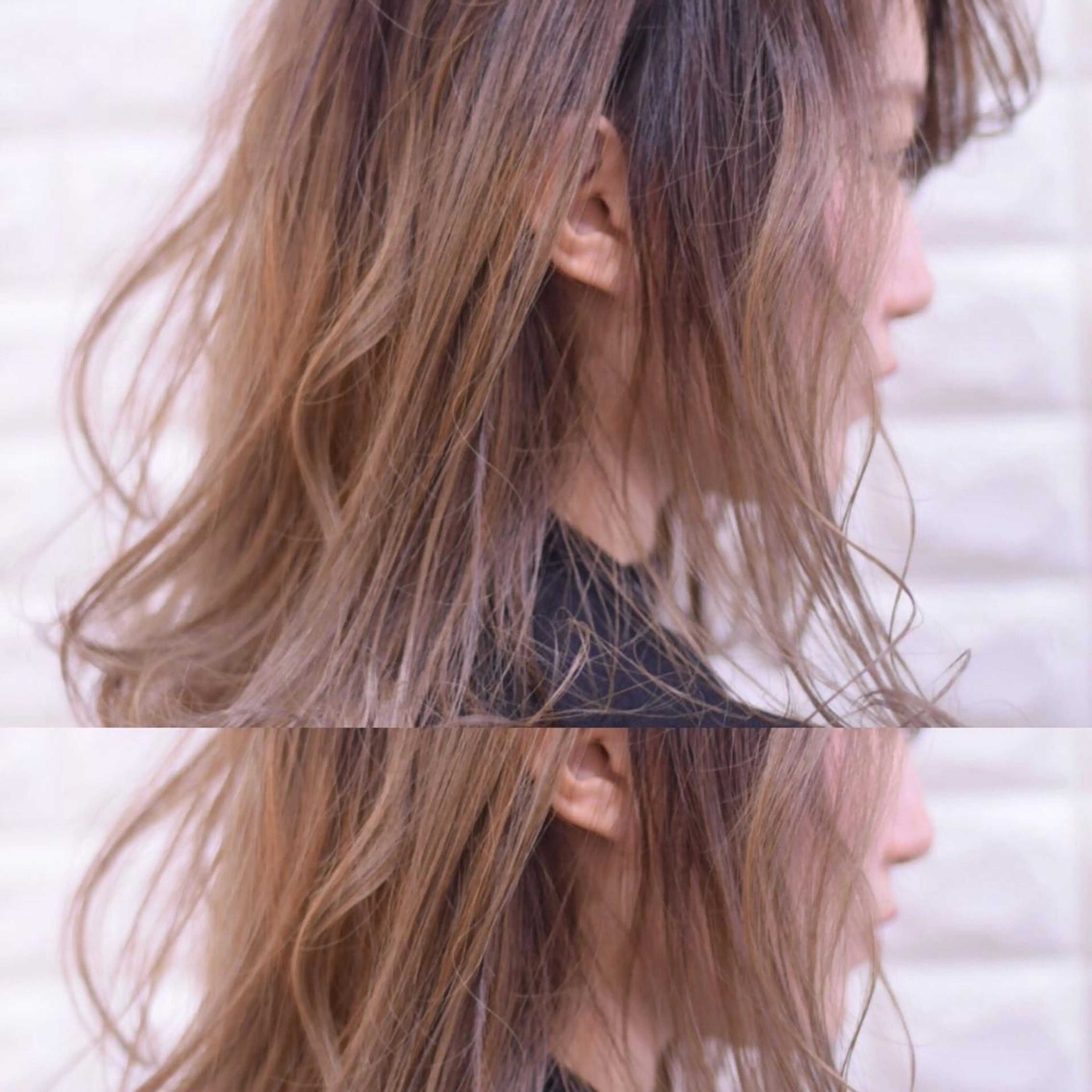 ミディアム カラー バレイヤージュ レイヤーカット ハイトーンカラー RYUのヘアスタイル