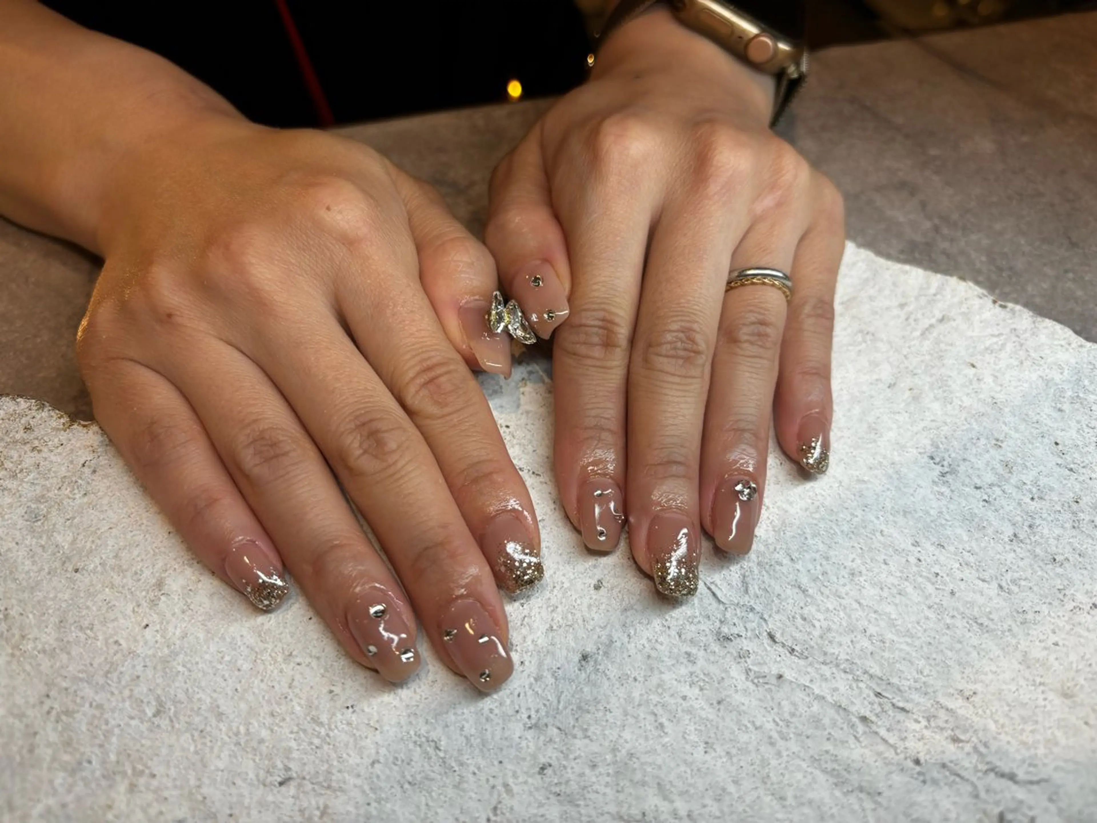 ネイル ラメ(グリッター) ラメグラデーション ピンク HONOKA W 【深江橋店】のネイルデザイン