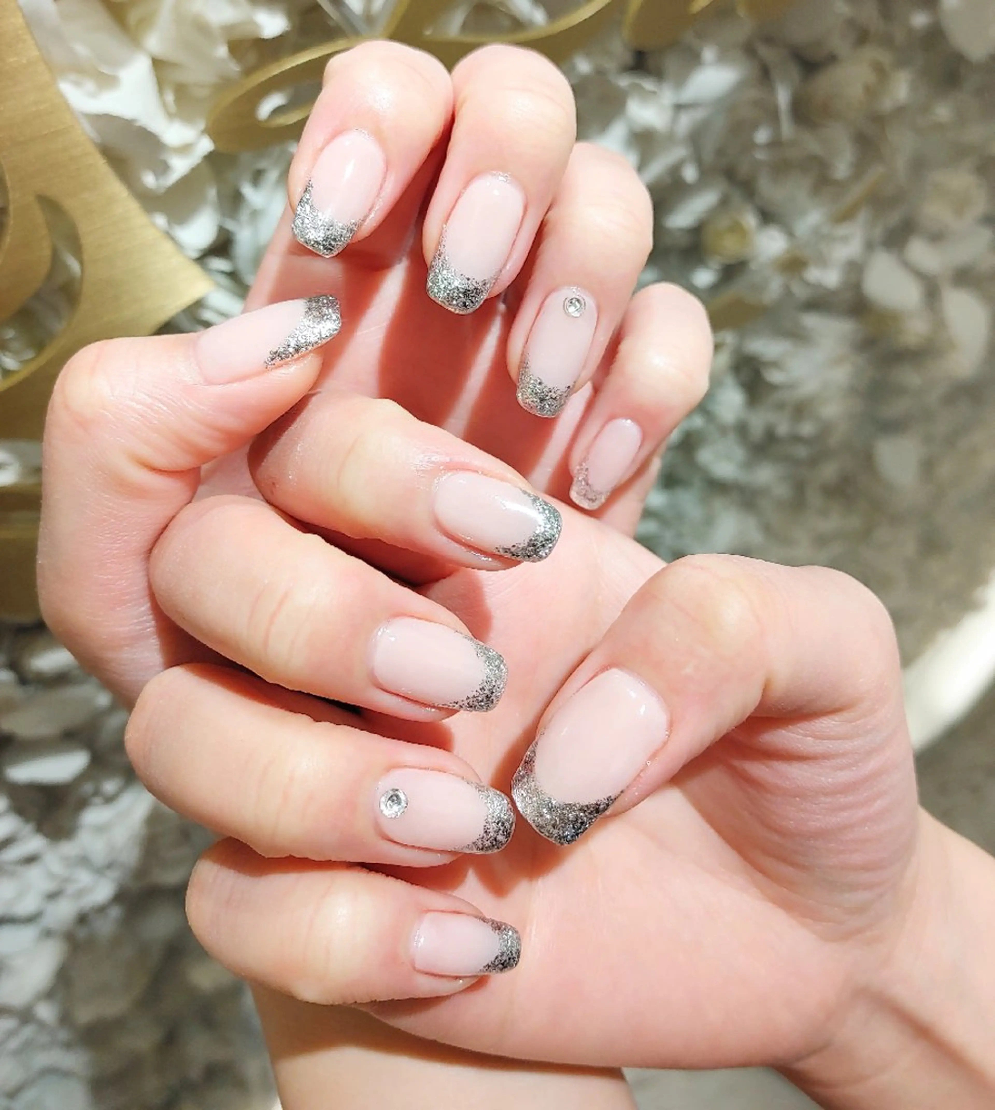 ネイル フレンチネイル ラメ(グリッター) La Luna アヤカのネイルデザイン