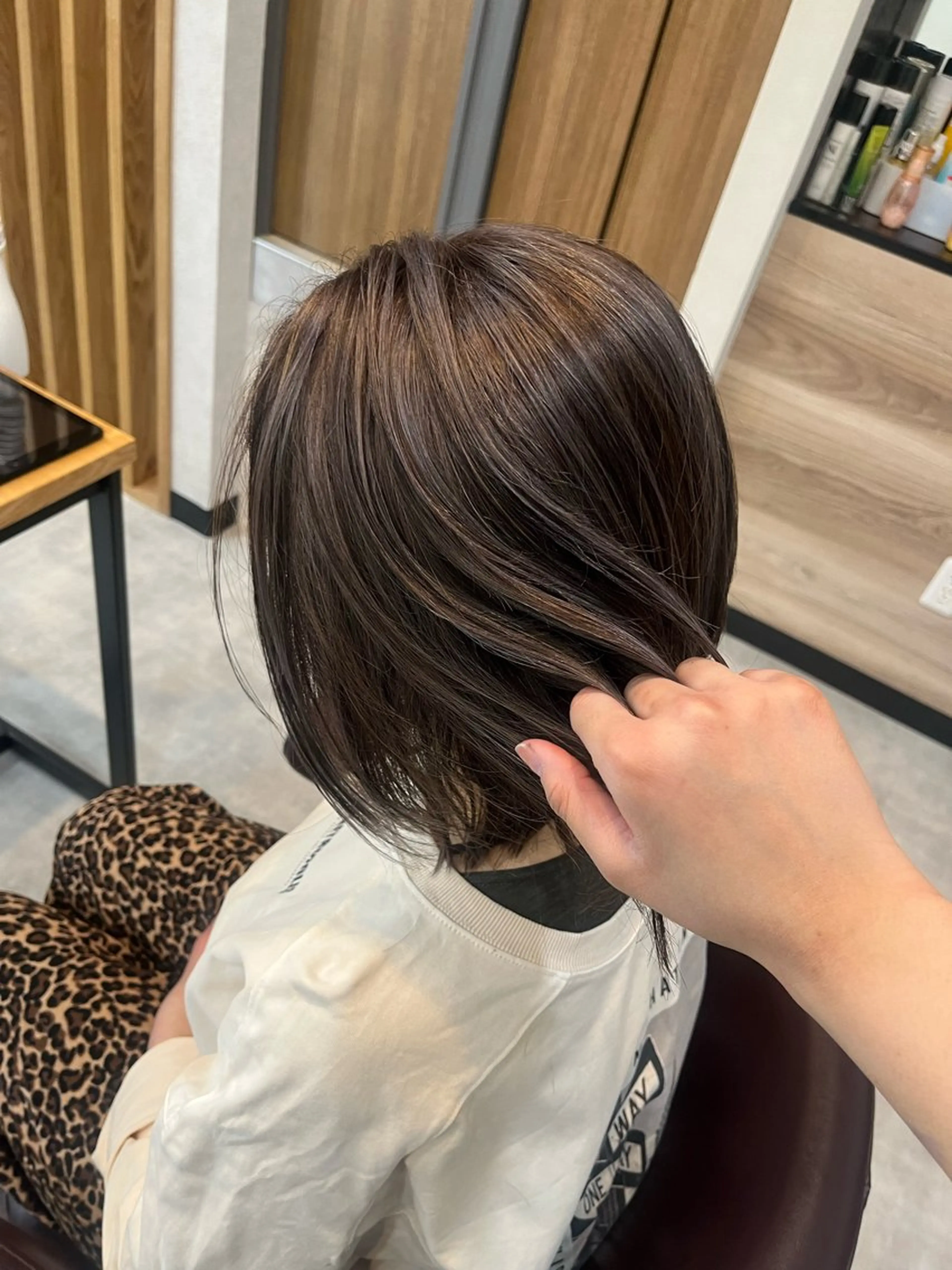 ミディアム カラー カット ヘアカラー トリートメント インナー/オリーブ/ ハイライト/渚沙🔗のヘアスタイル