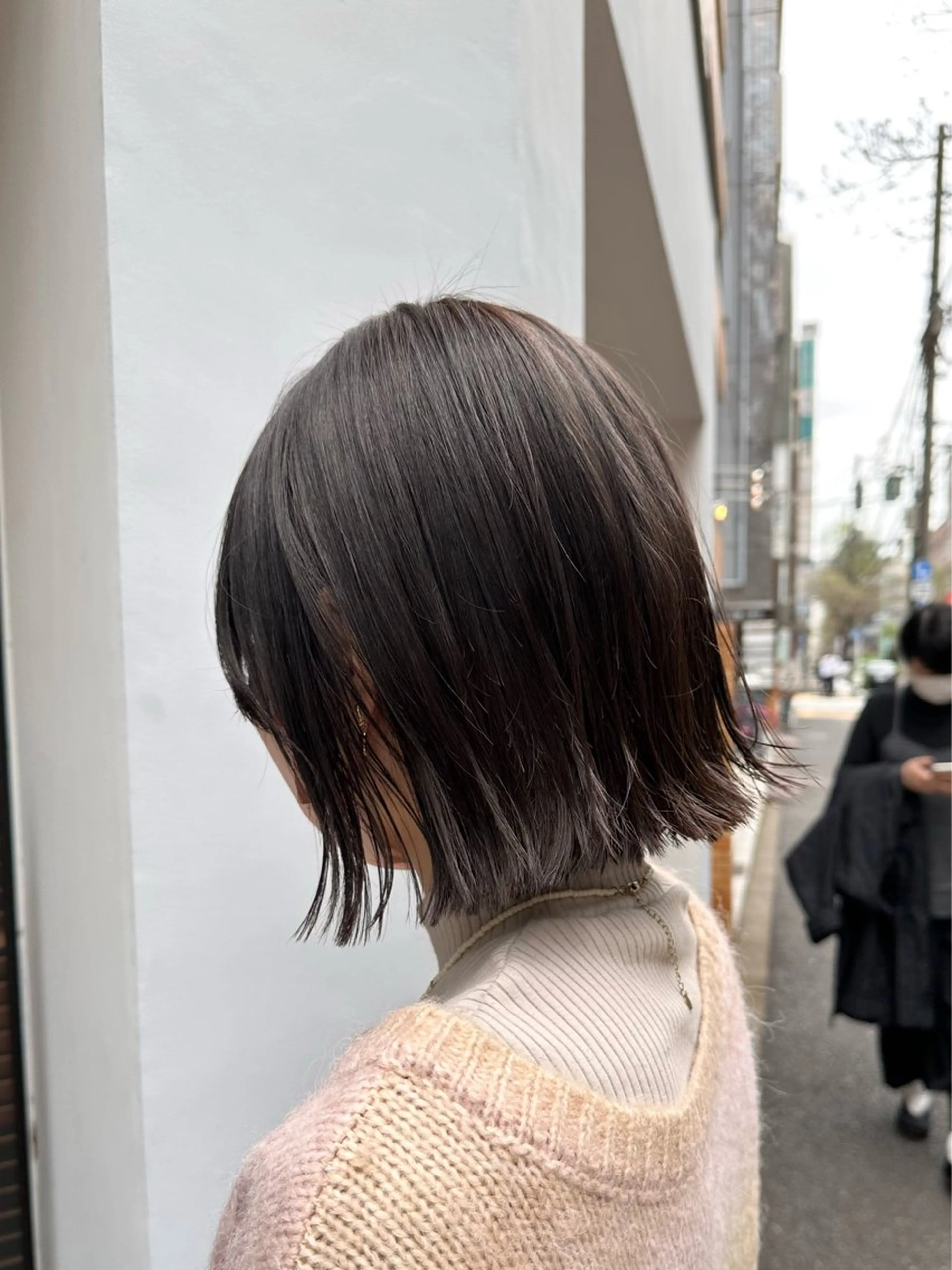 ショート カラー 切りっぱなしボブ ベージュカラー ブリーチ ブルーカラー 透明感カラー 髪質改善/縮毛矯正 ボブ/Ryuseiのヘアスタイル