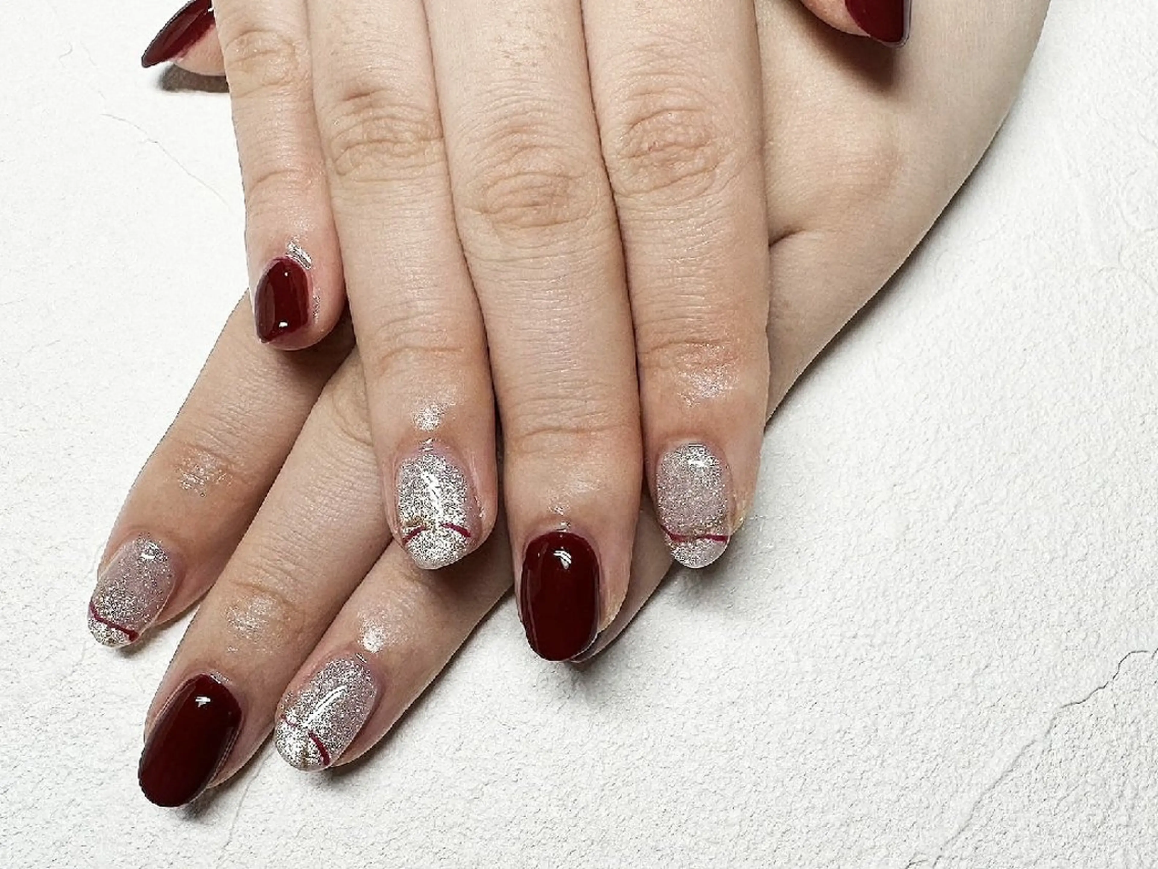 ネイル アートネイル フレンチネイル ガラスフレンチ 韓国ネイル 持ち込み ハンドネイル JULIE NAILのネイルデザイン