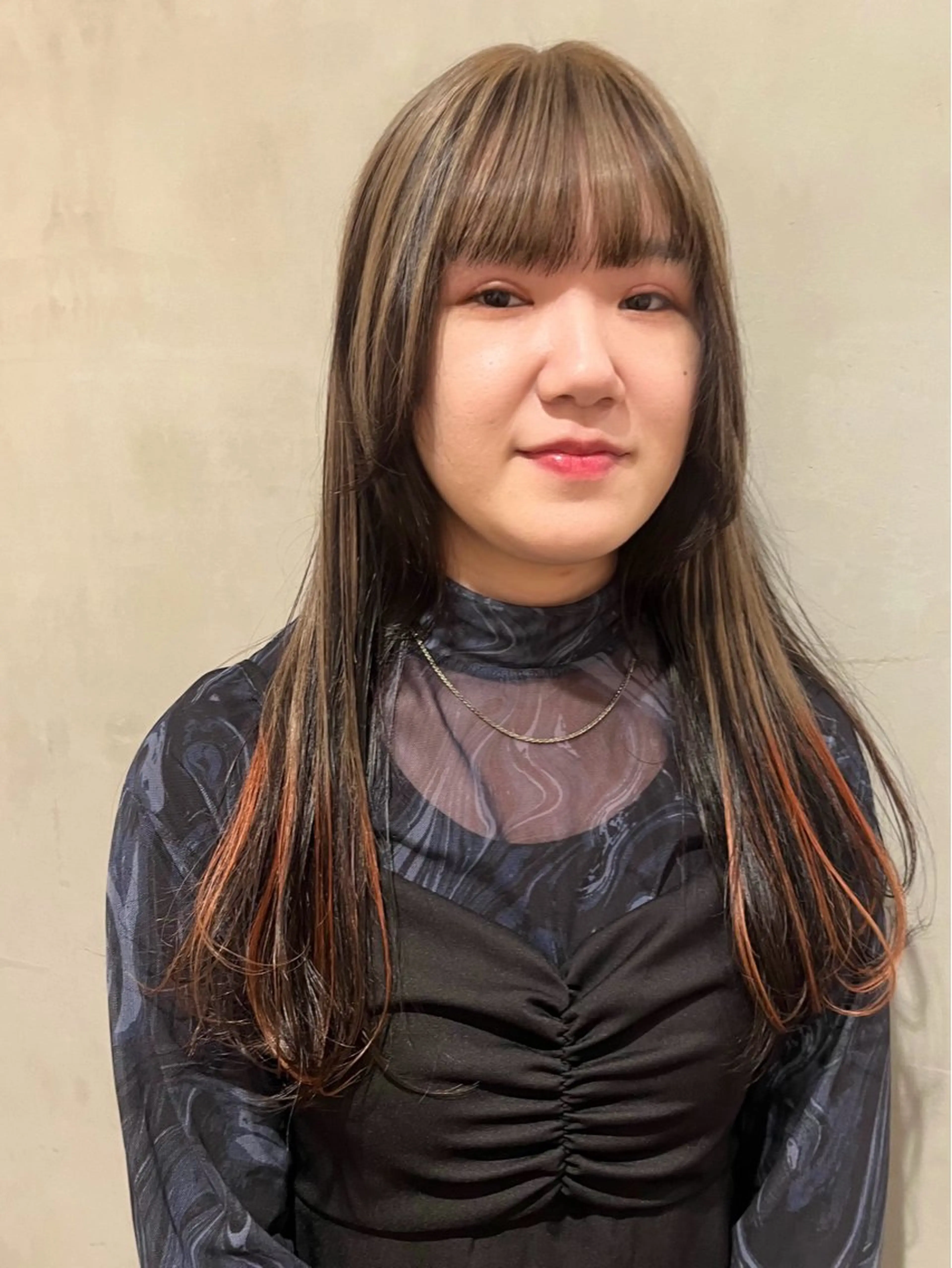 ロング カラー ベージュカラー オレンジ カット ヘアカラー トリートメント 暖色🍒姫カット🎀 オタク特化🎀ゆうなのヘアスタイル