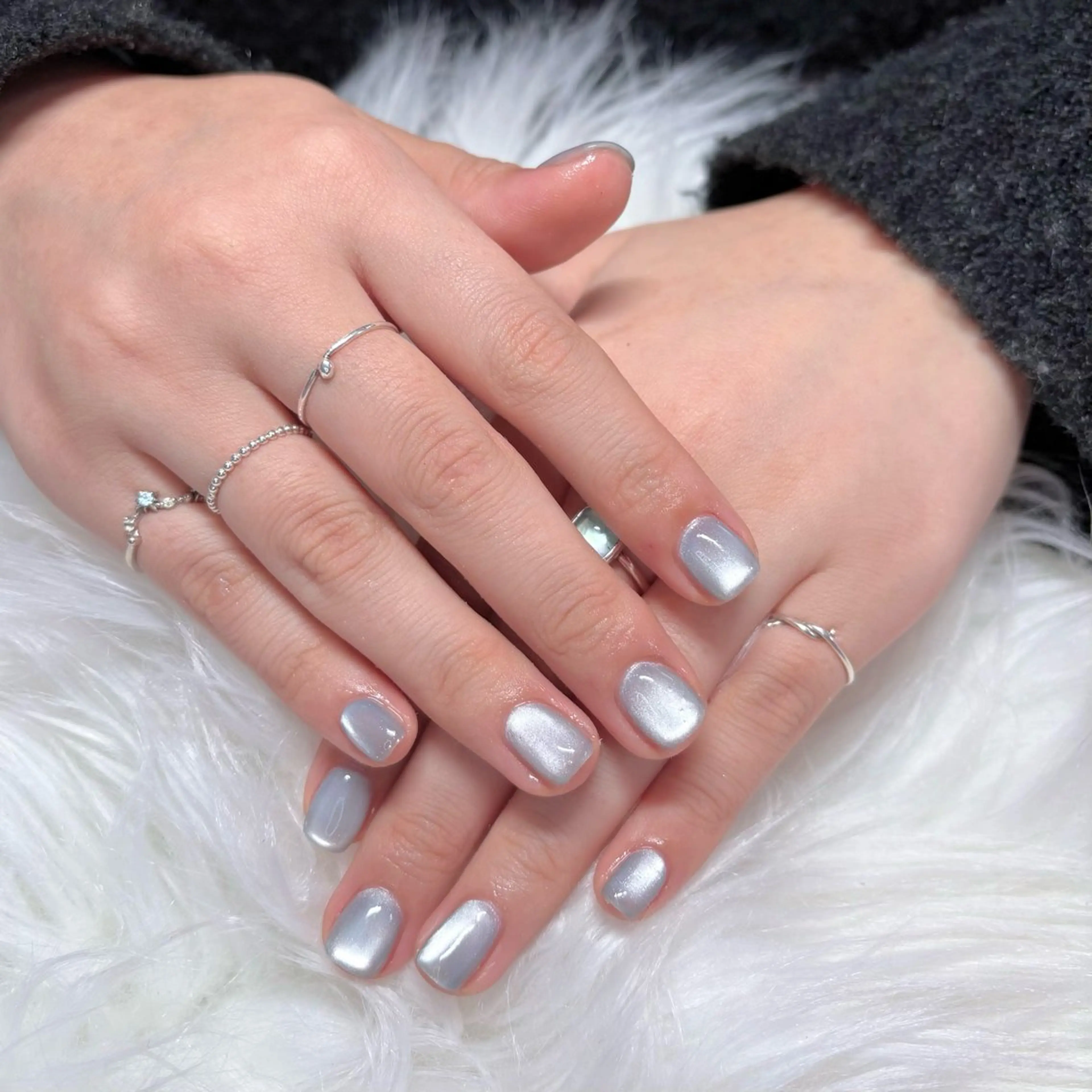 ネイル 水色 マグネットネイル ハンドネイル Noix nailのネイルデザイン