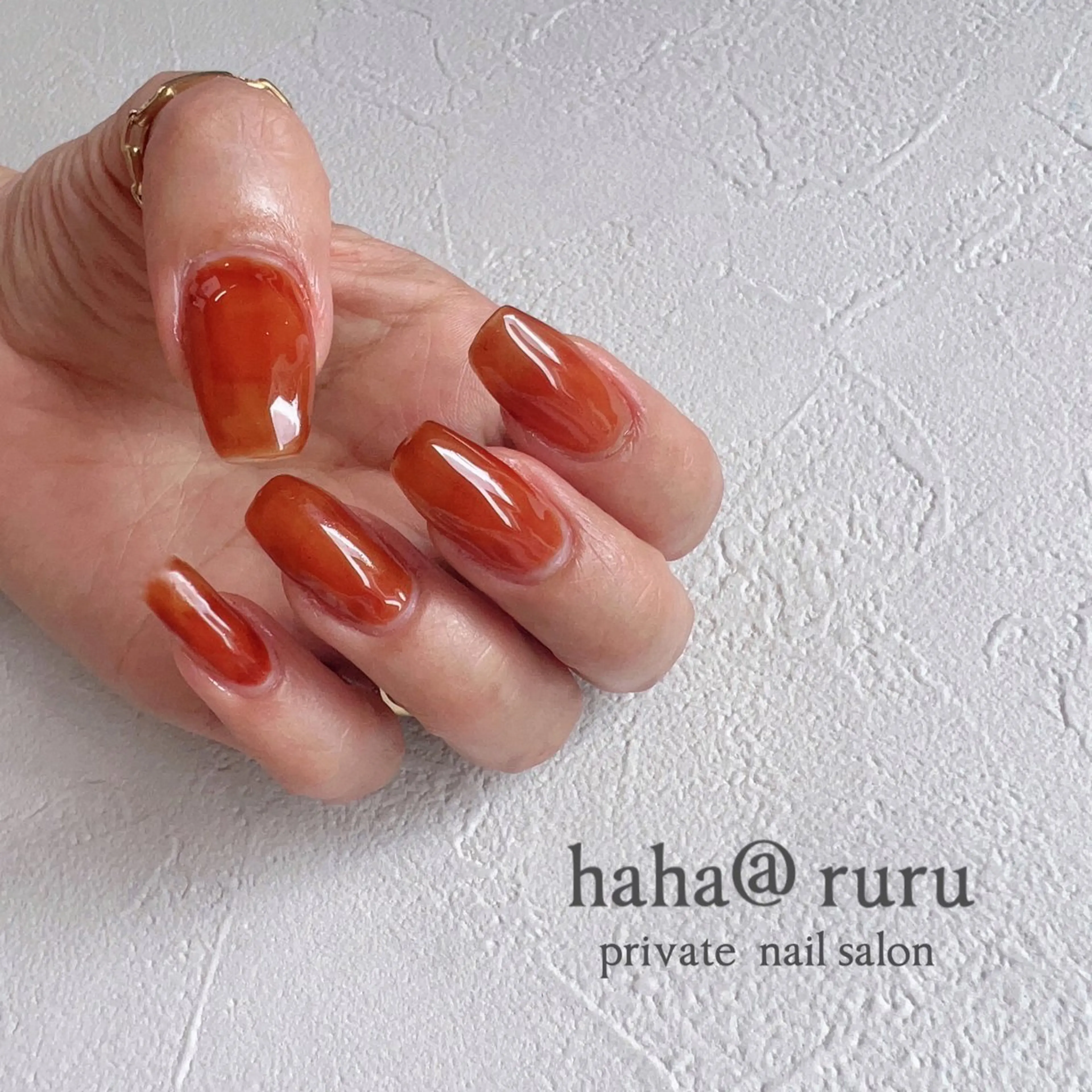 ネイル ワンカラーネイル オレンジ haha@ ruruのネイルデザイン