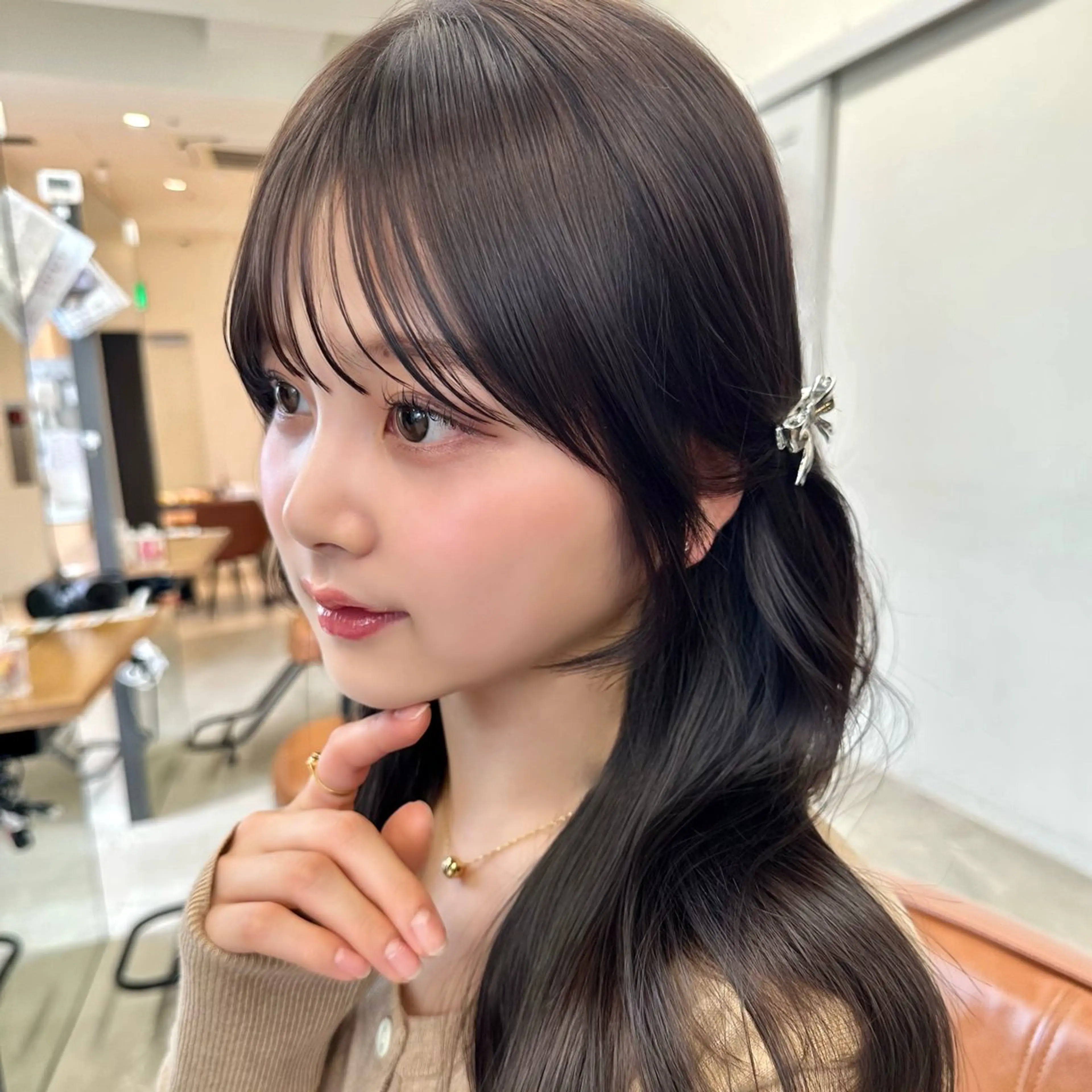 ロング カット 顔周りcut/ 艶ワンカラー♥ちさきのヘアスタイル