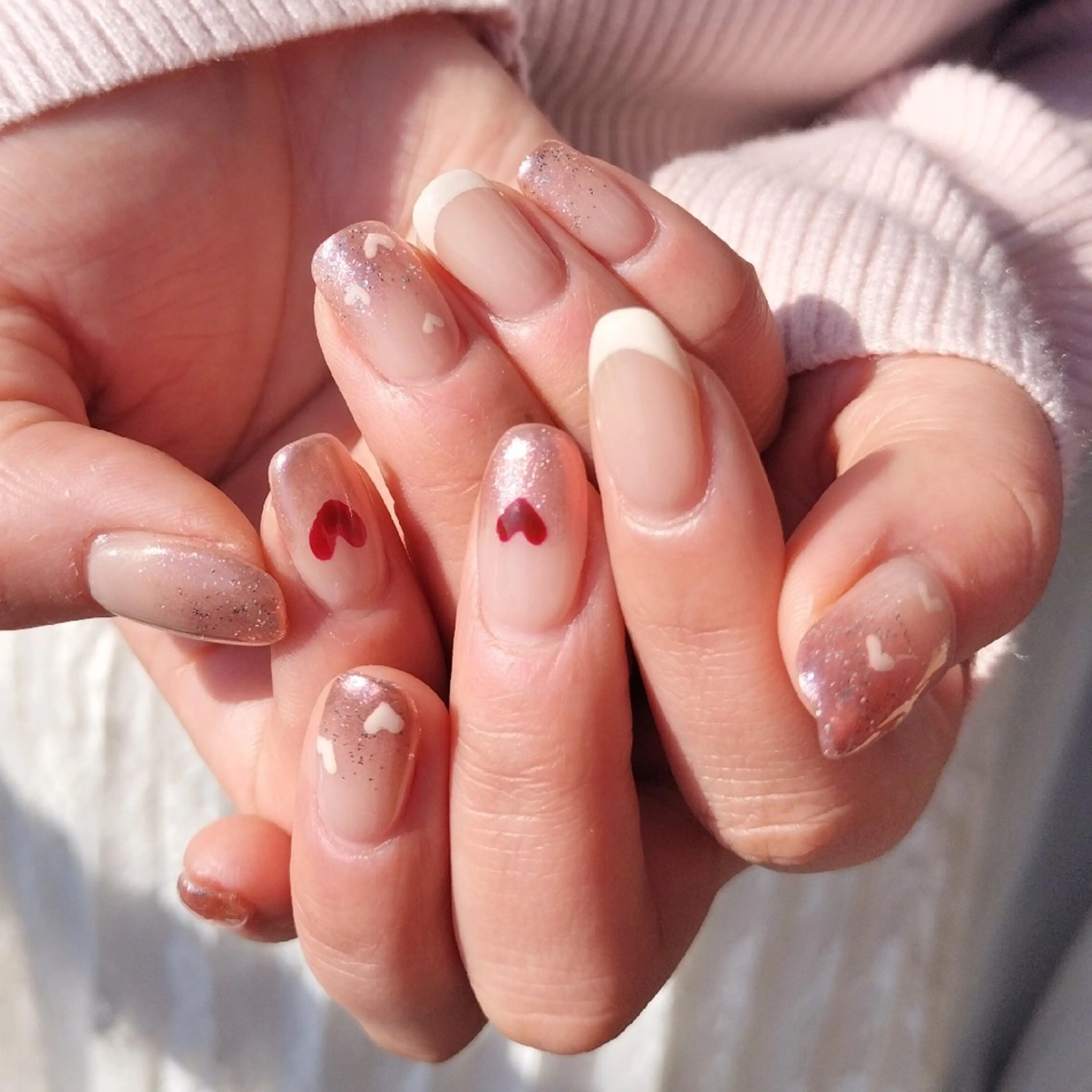 ネイル バレンタイン ハンドネイル She by M【シーバイエム】パラジェル/ニュアンスネイル所属・She by M. Ryoukaのネイルデザイン