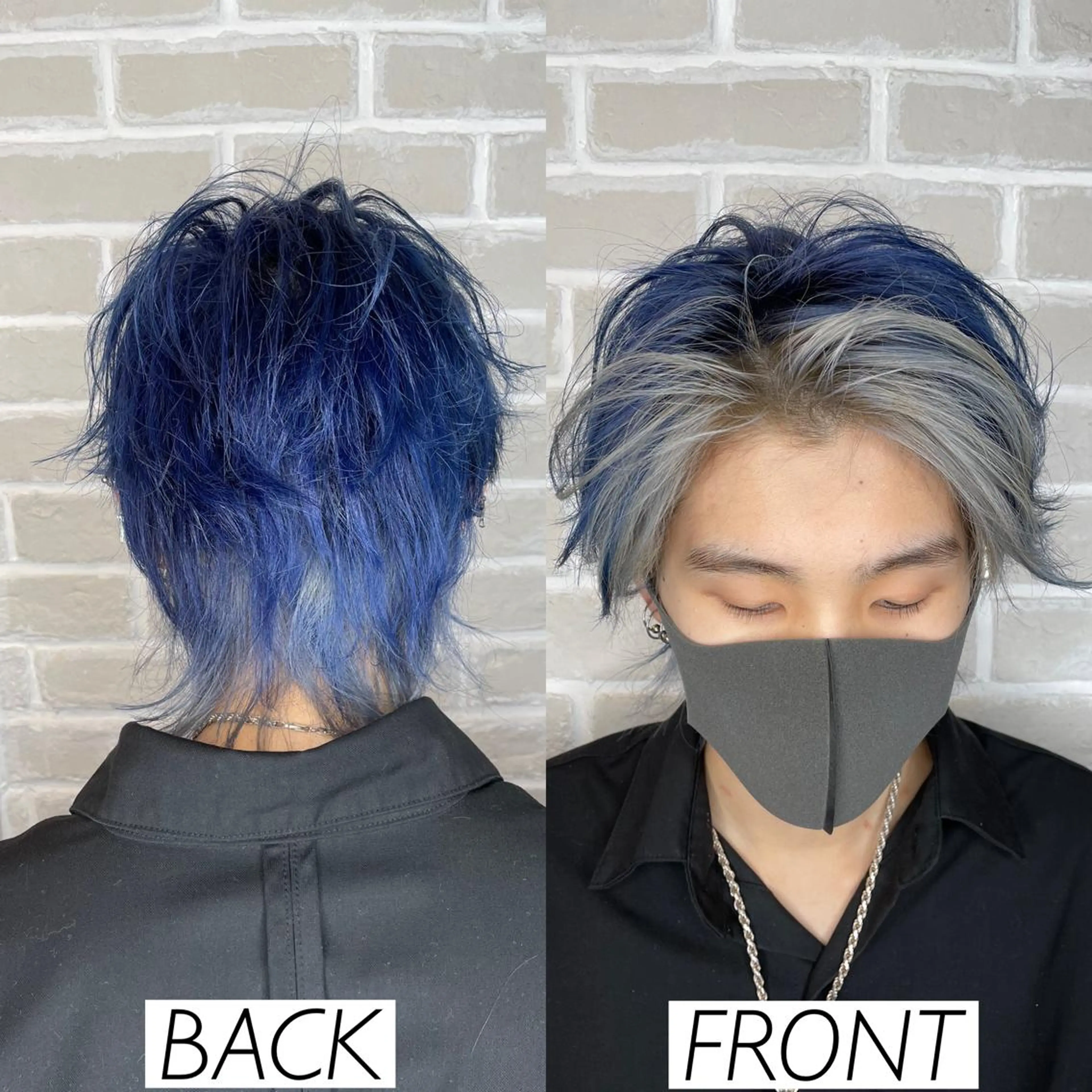 ショート カラー メンズ ミストバング  フェイスフレーミング ネイビーカラー 森田 一平のヘアスタイル