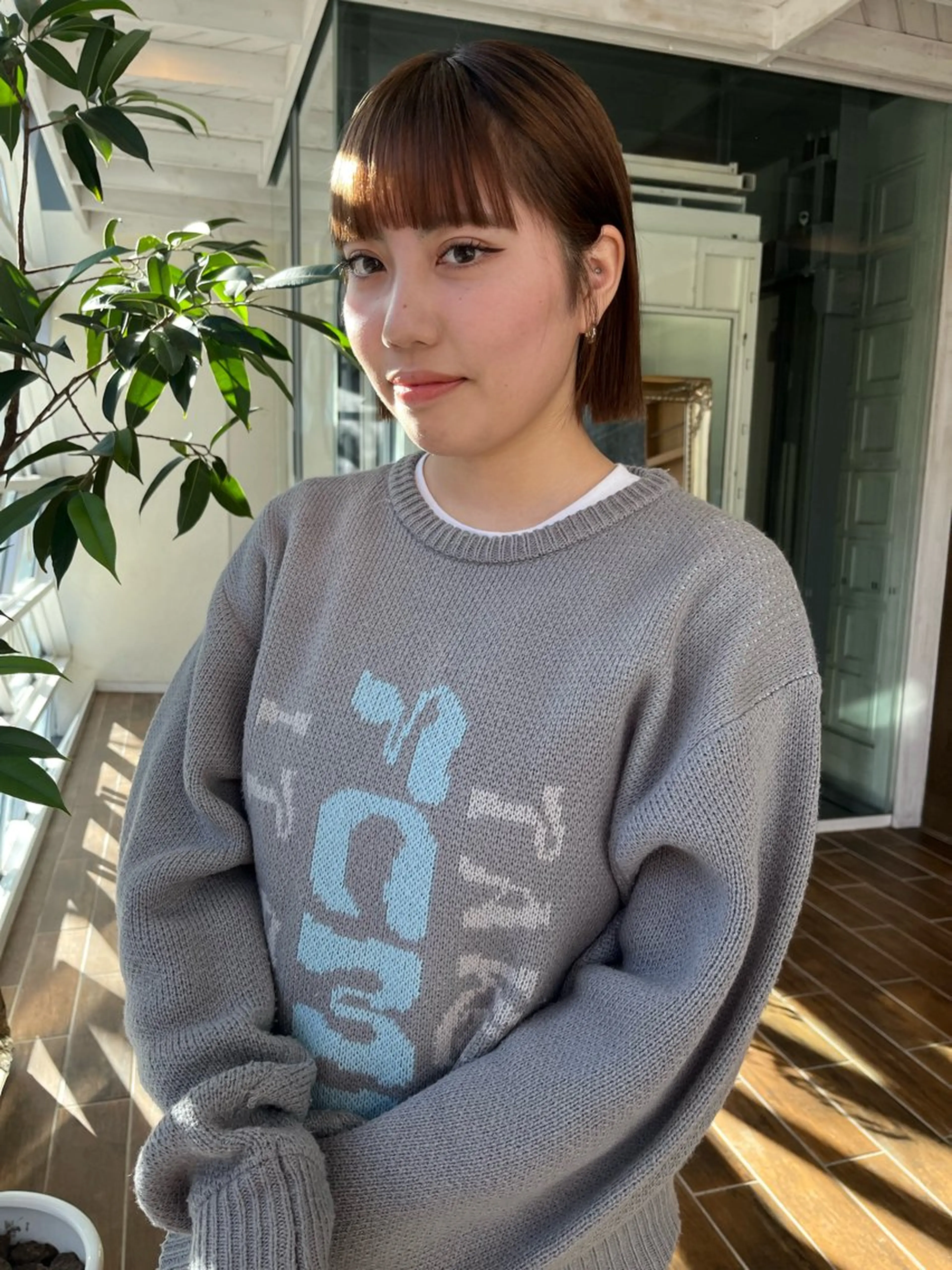 ミディアム 切りっぱなしボブ ボブ 松野 心音のヘアスタイル