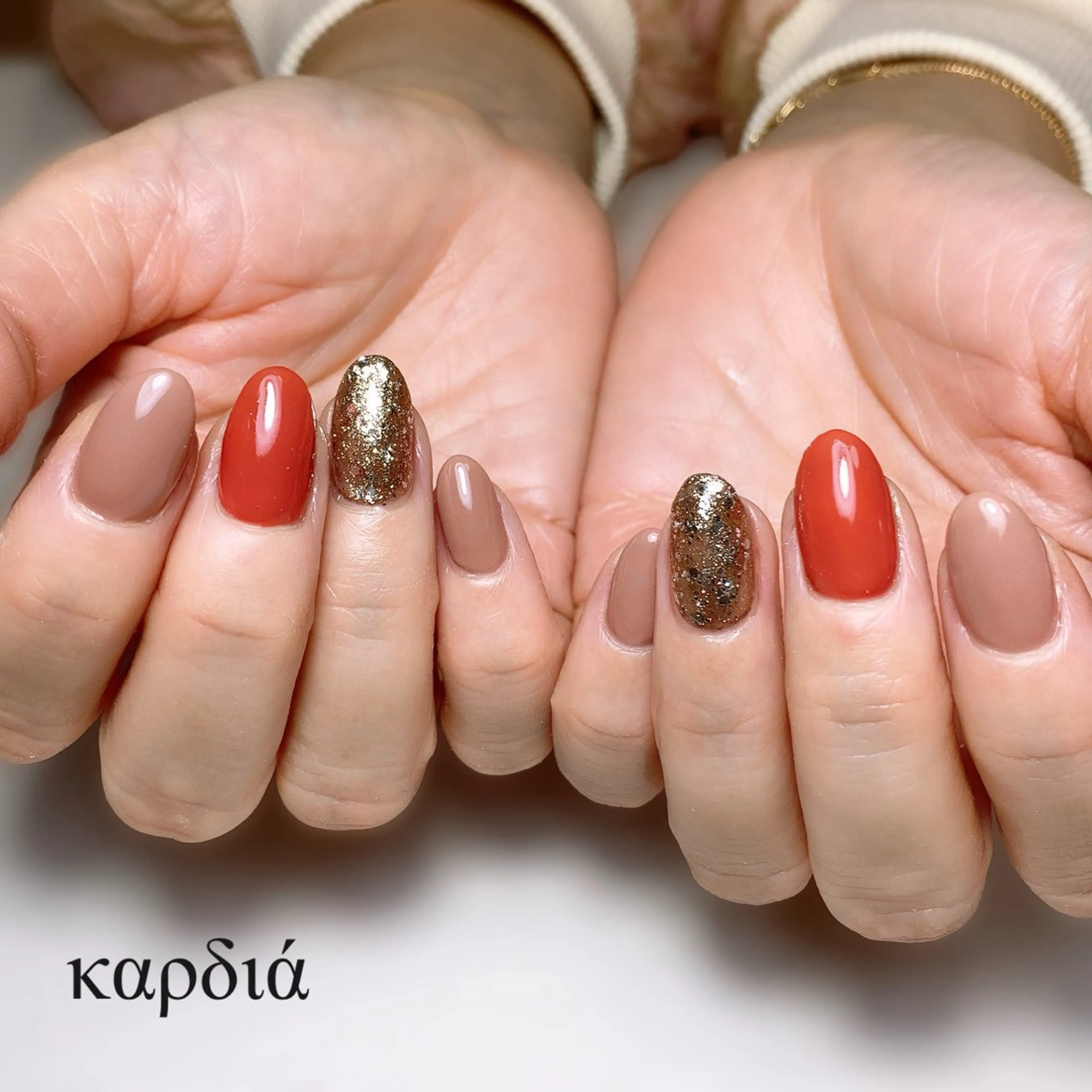 ネイル ハンドネイル καρδιά -ｶﾙﾃﾞｨｱ-のネイルデザイン