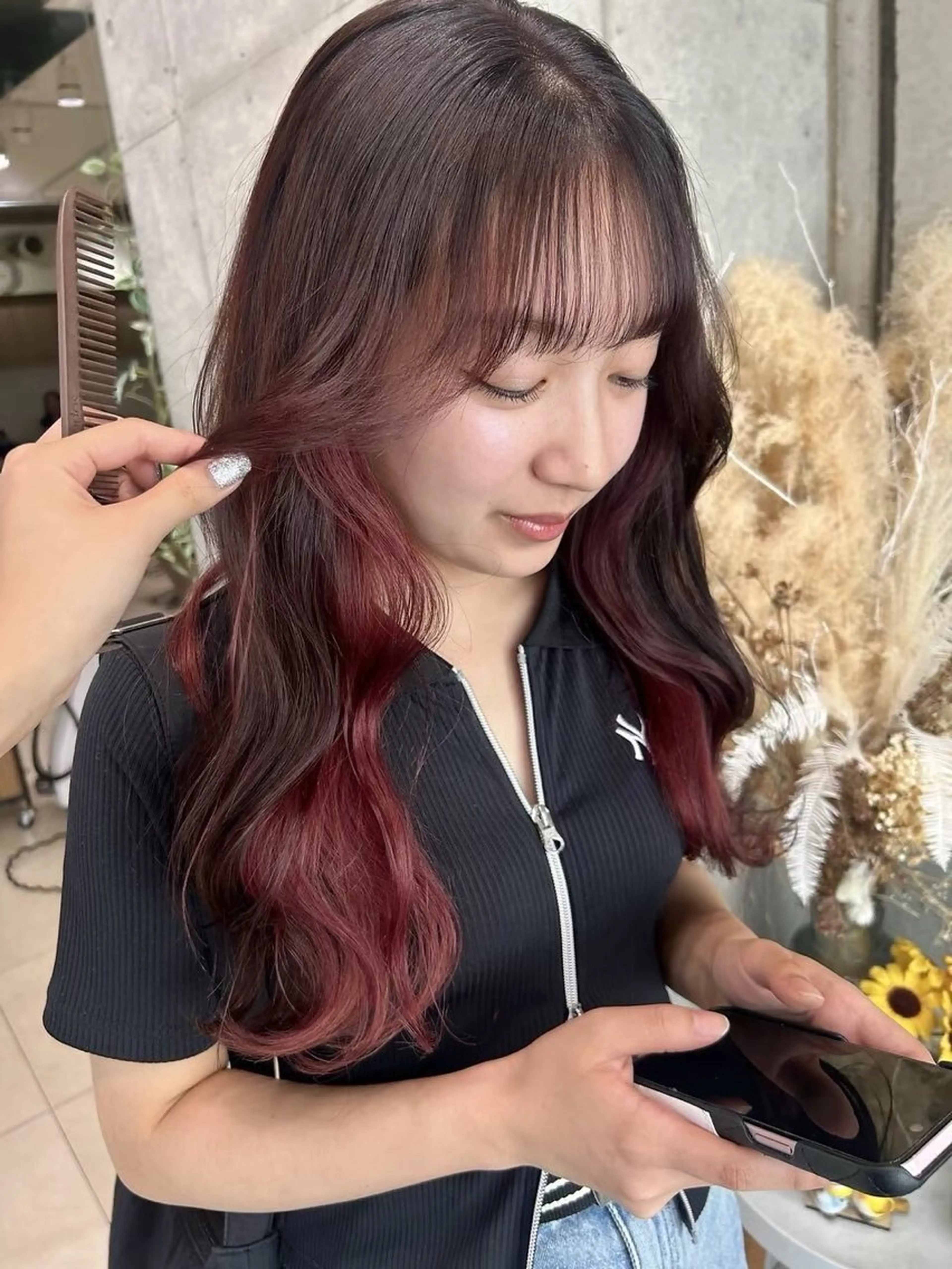 ミディアム ヘアカラー 🎀ིྀ暖色カラー/ 髪質改善/みどりのヘアスタイル