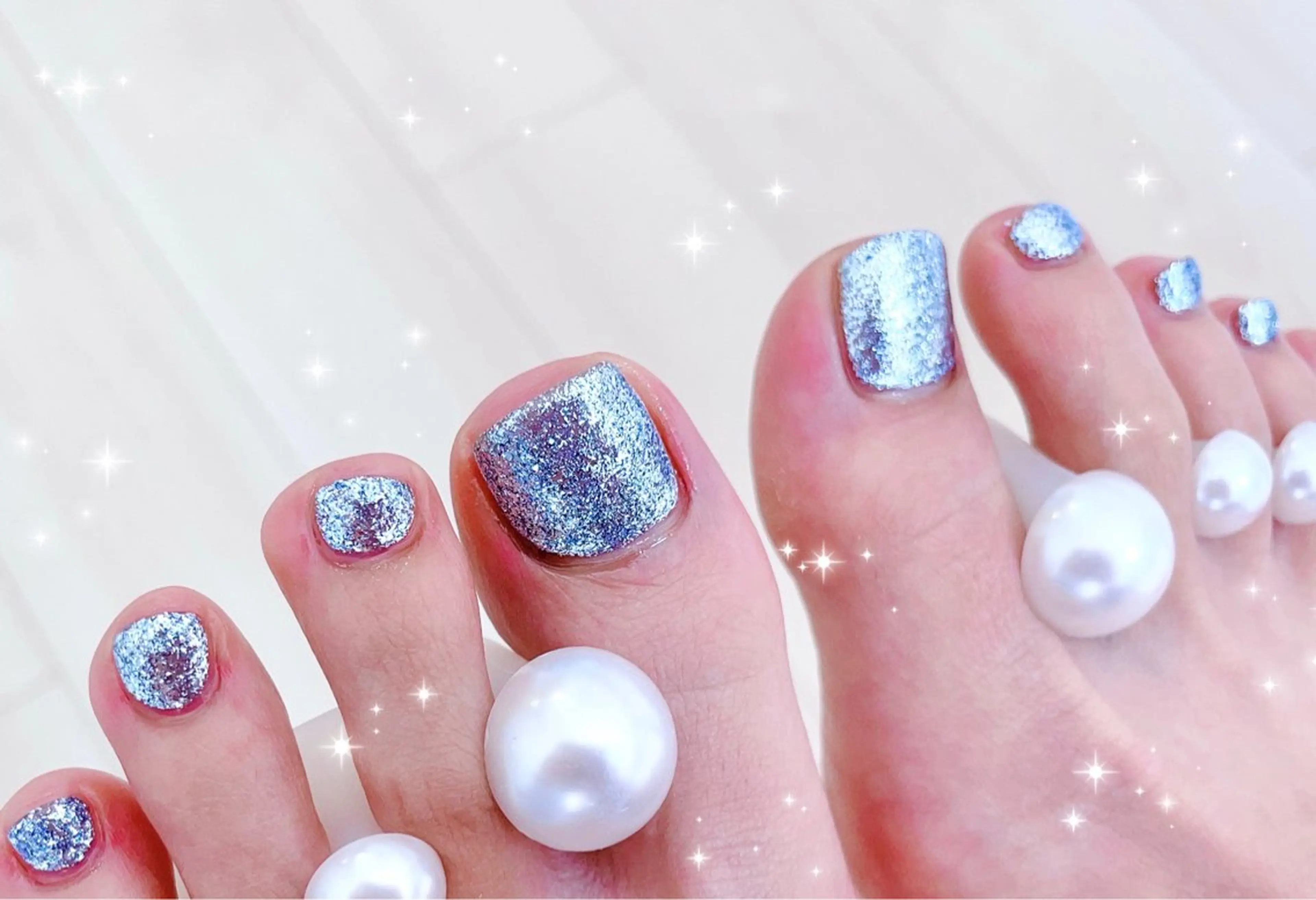 ネイル ブルー フットネイル FLARE NAIL フレアネイルのネイルデザイン