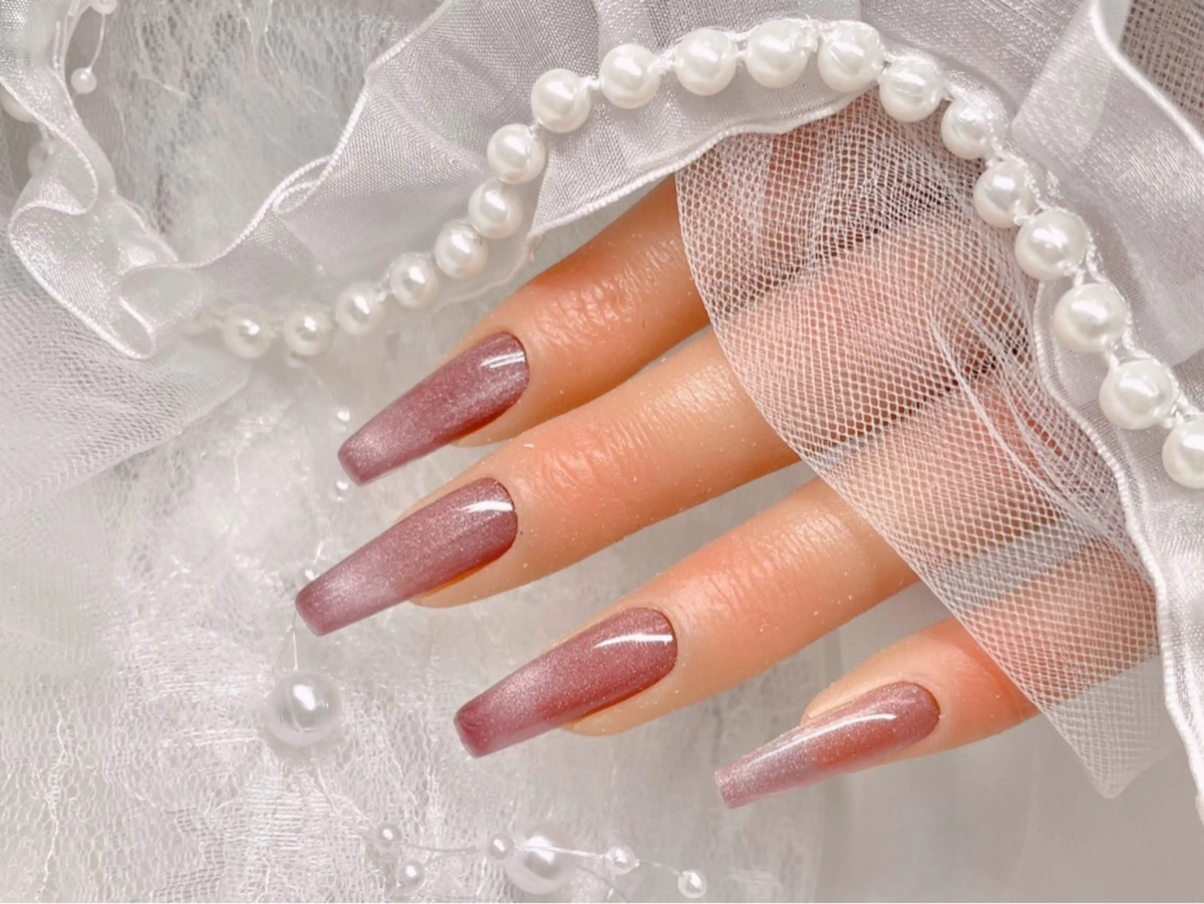 ネイル 長さ出し マグネットネイル ハンドネイル ゆりか ジョアアンジェ福島のネイルデザイン