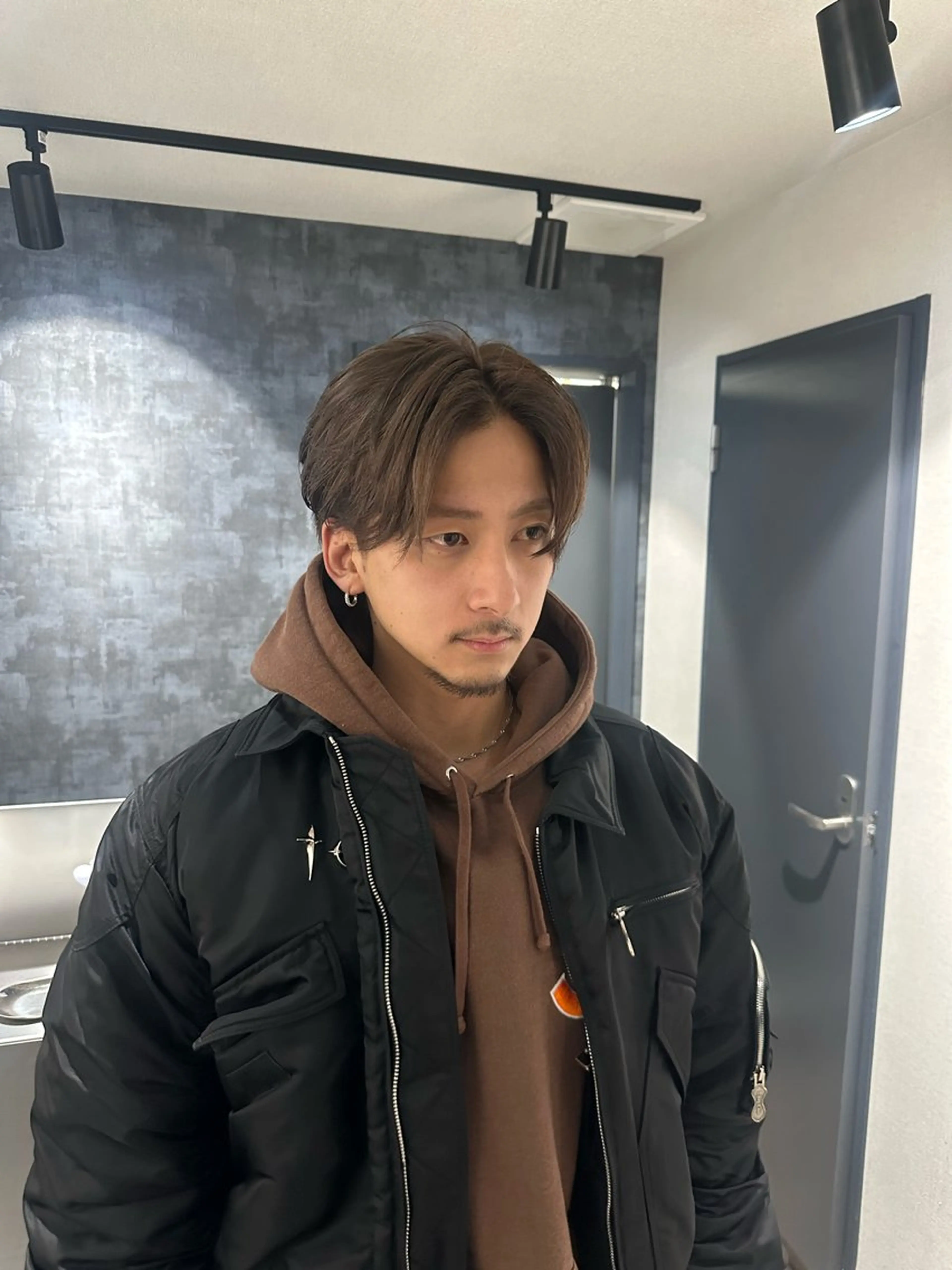 ミディアム カラー パーマ メンズ センターパート 💈センターパート 特化💈山本雄太のヘアスタイル