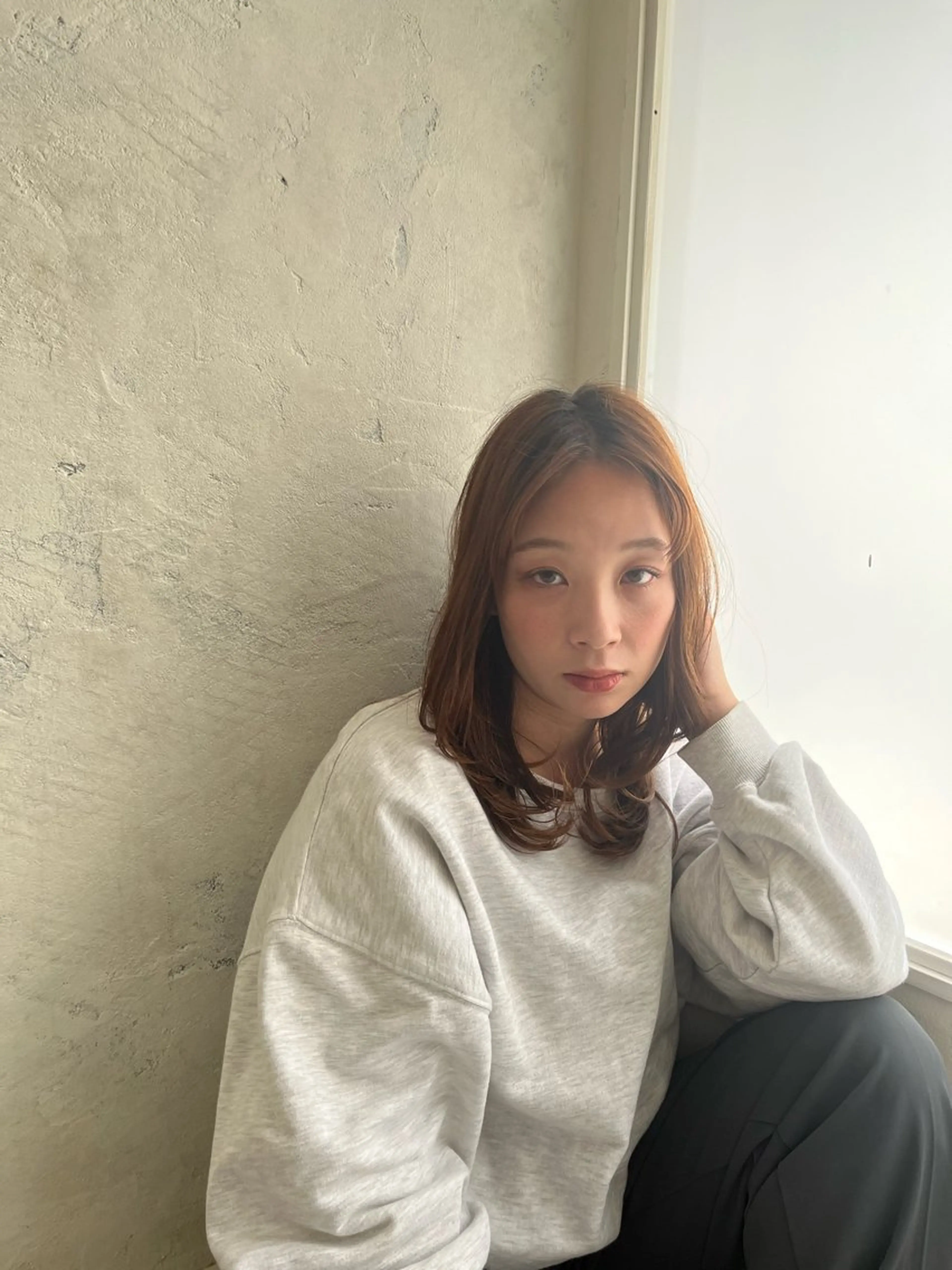 ミディアム カット ヘアカラー ボブ/ハイトーン特化 solua上本町のヘアスタイル