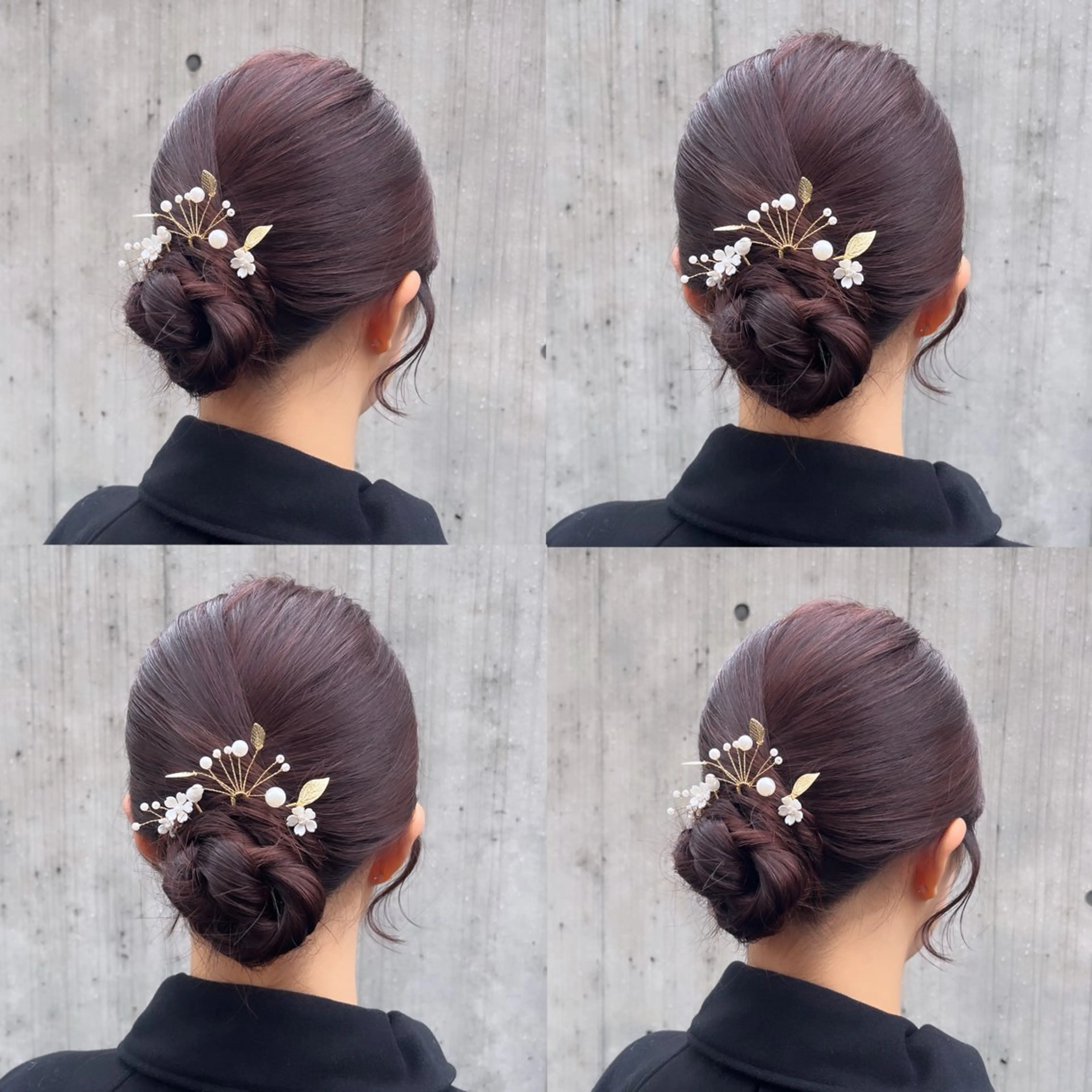 ミディアム カラー ヘアアレンジ 結婚式・ブライダル ボルドーカラー ブラウンカラー カシス ピンクカラー ヘアカラー ヘアセット カジュアルを女っぽく 𝗮𝘆𝗮𝗰𝗼のヘアスタイル