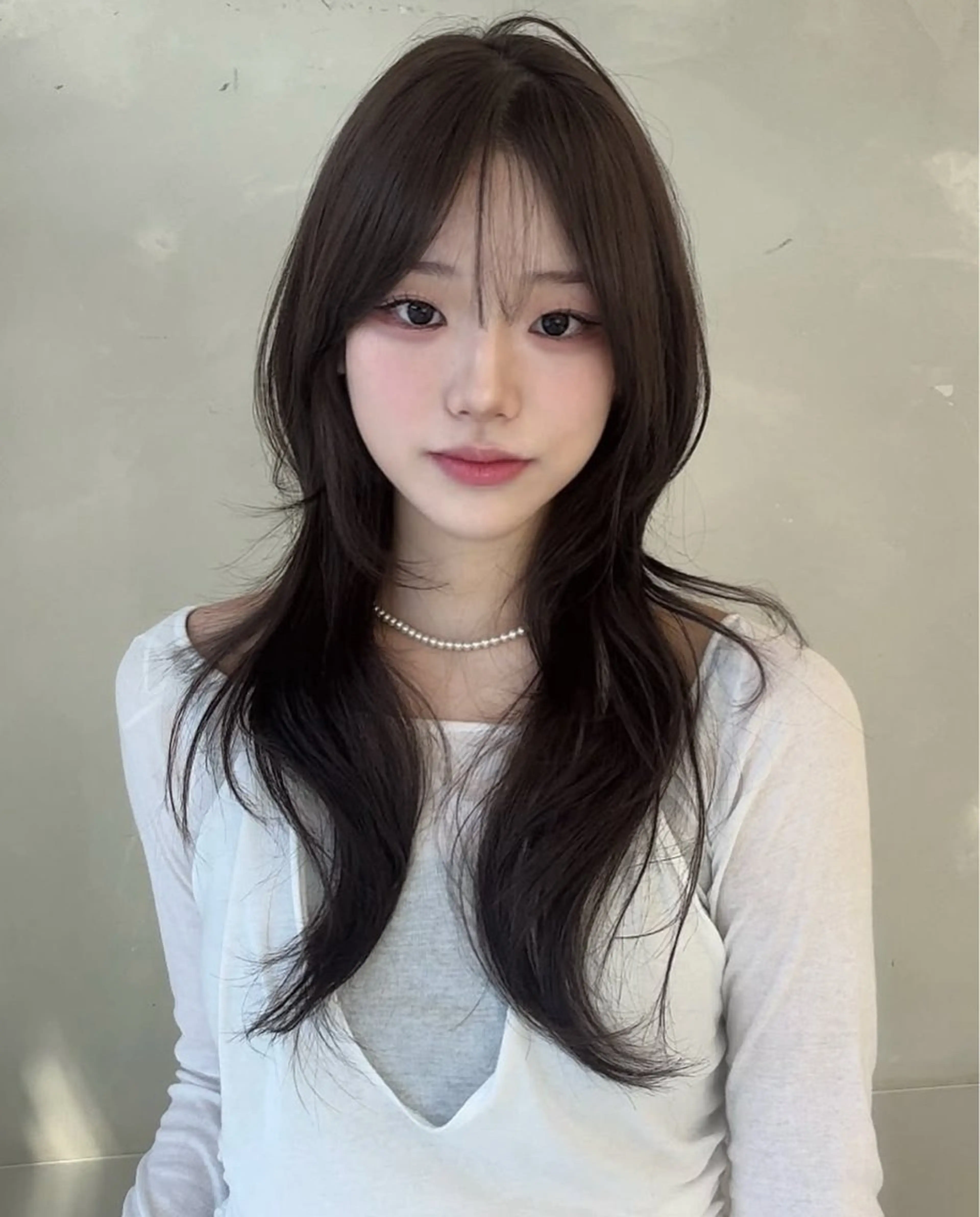 ロング カット ヘアカラー salowin 原宿 aroa所属・韓国／ハッシュカット ／透明感カラー／金野のヘアスタイル