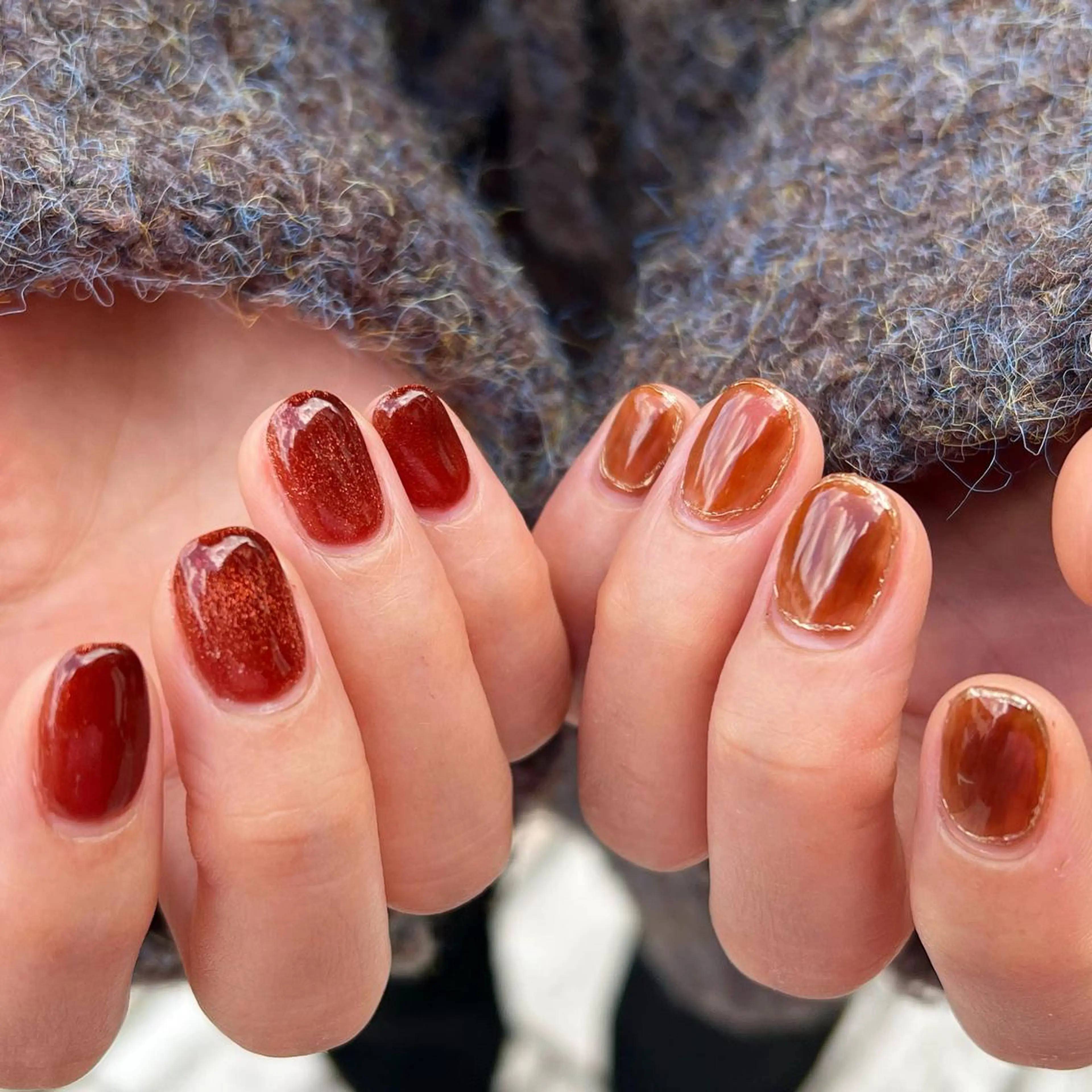 ネイル ブラウン マグネットネイル nail salon CHEのネイルデザイン