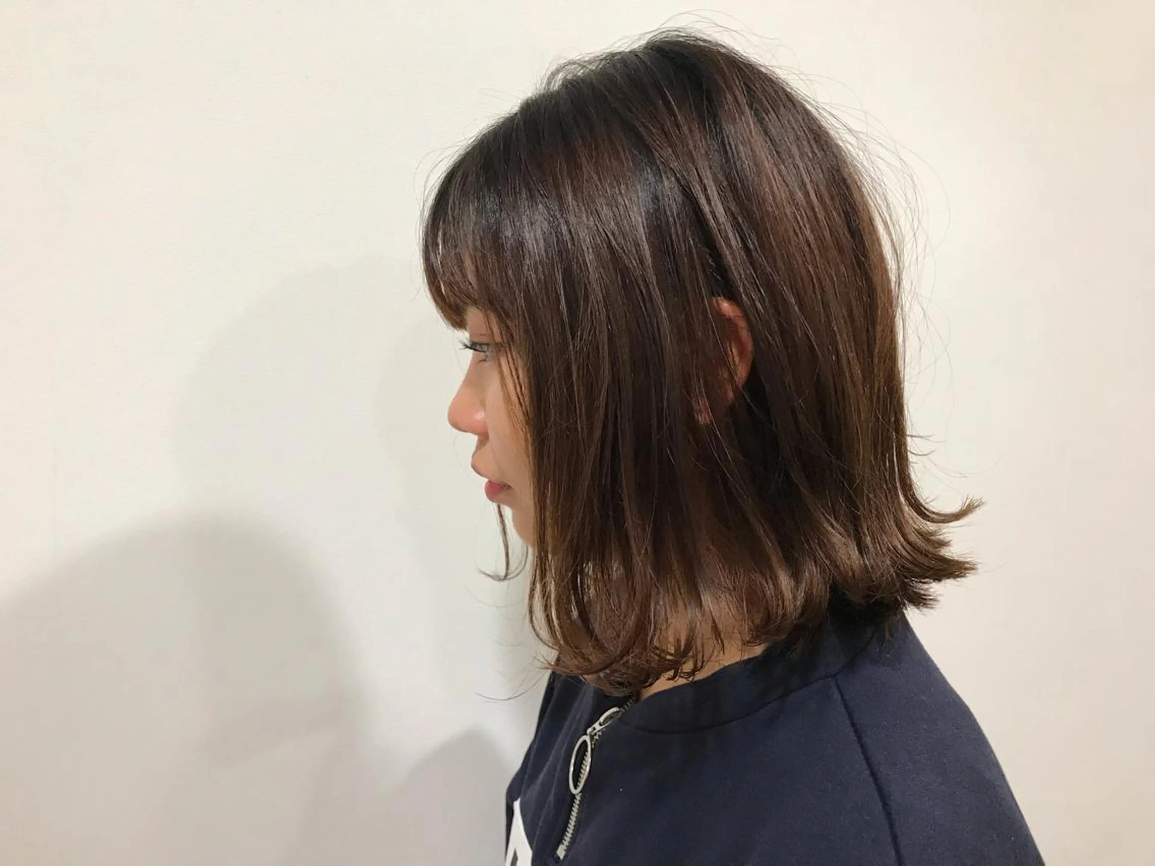 ミディアム 暖色カラー🍊 ボブ🌿顔周りcutのヘアスタイル