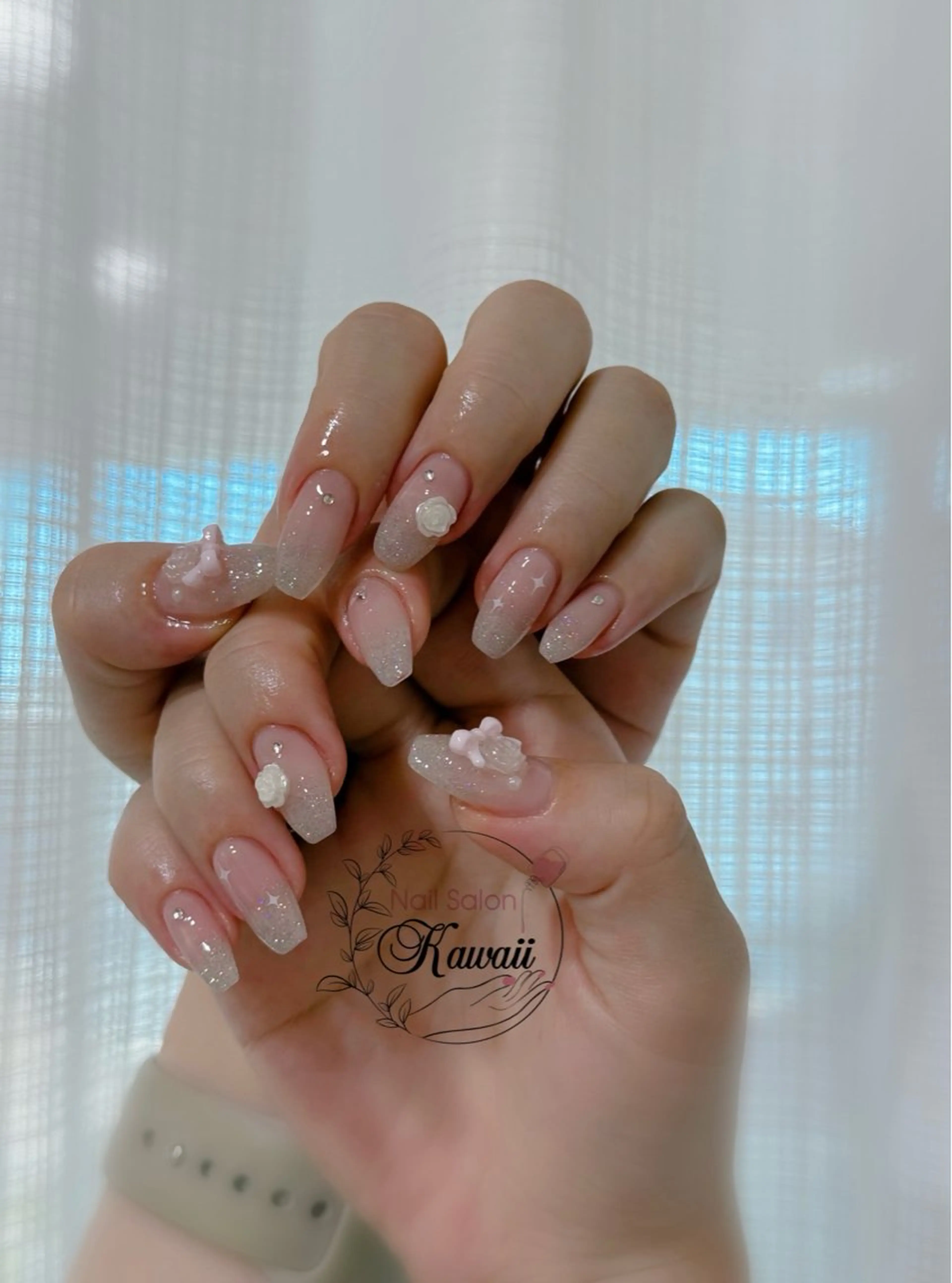 ネイル アートネイル 長さ出し フレンチネイル ジェルネイル マグネットネイル ハンドネイル Kawaii Nail Salon所属・Kawaii-jp Tomisatoのネイルデザイン