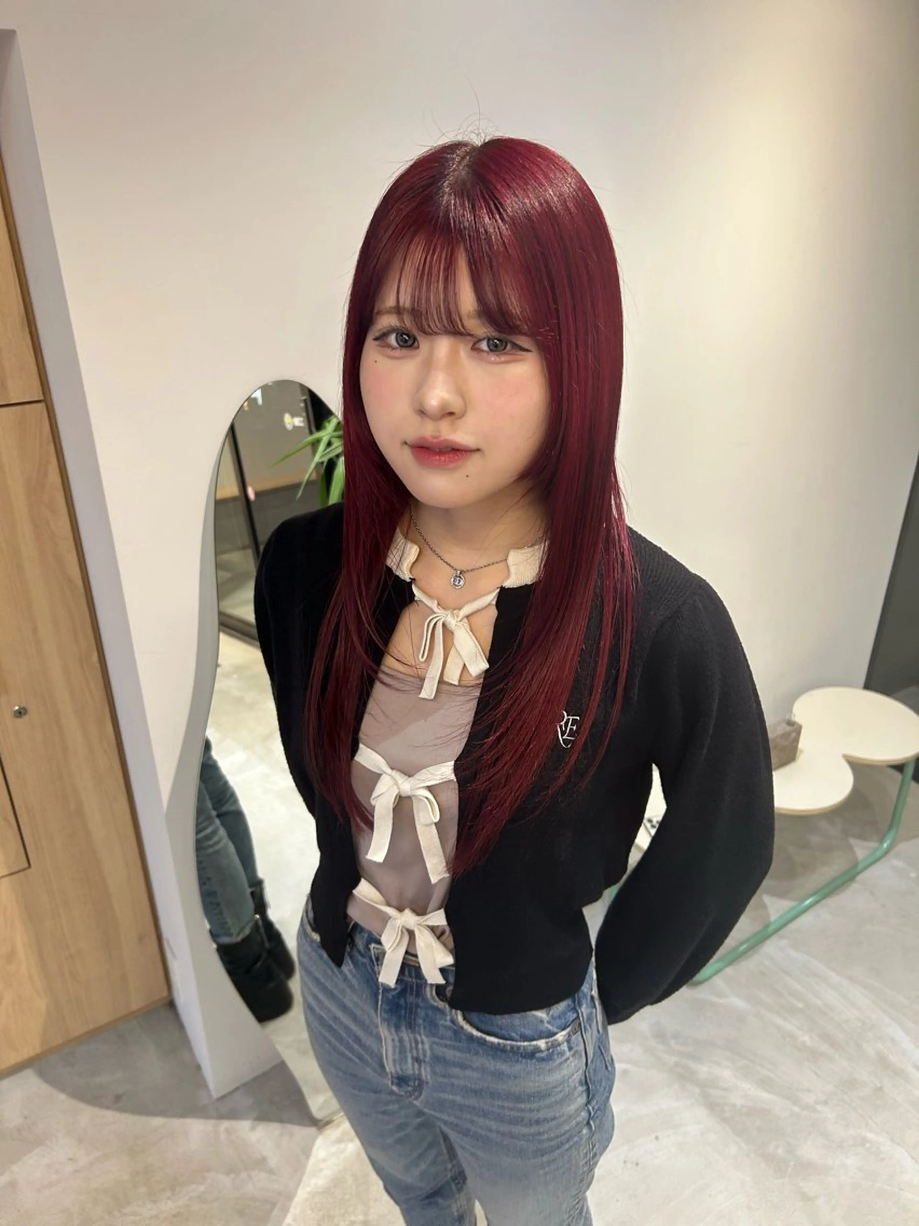 ロング カラー レッドカラー レイヤーカット BROOK.所属・BROOK.yuur HIYORI🌼🫧のヘアスタイル