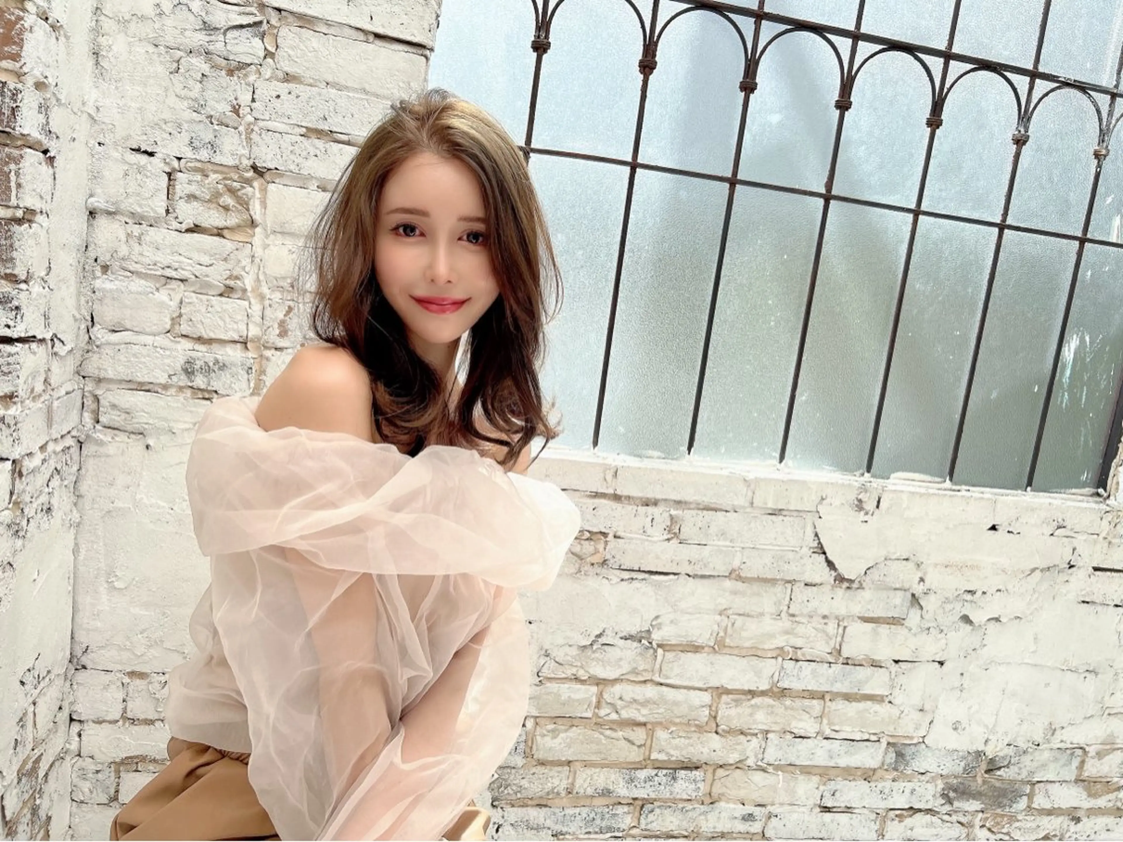 セミロング カラー パーマ ヘアアレンジ くびれヘア 韓国風ヘア レイヤーカット 平川 友理/韓国ヘア💘のヘアスタイル