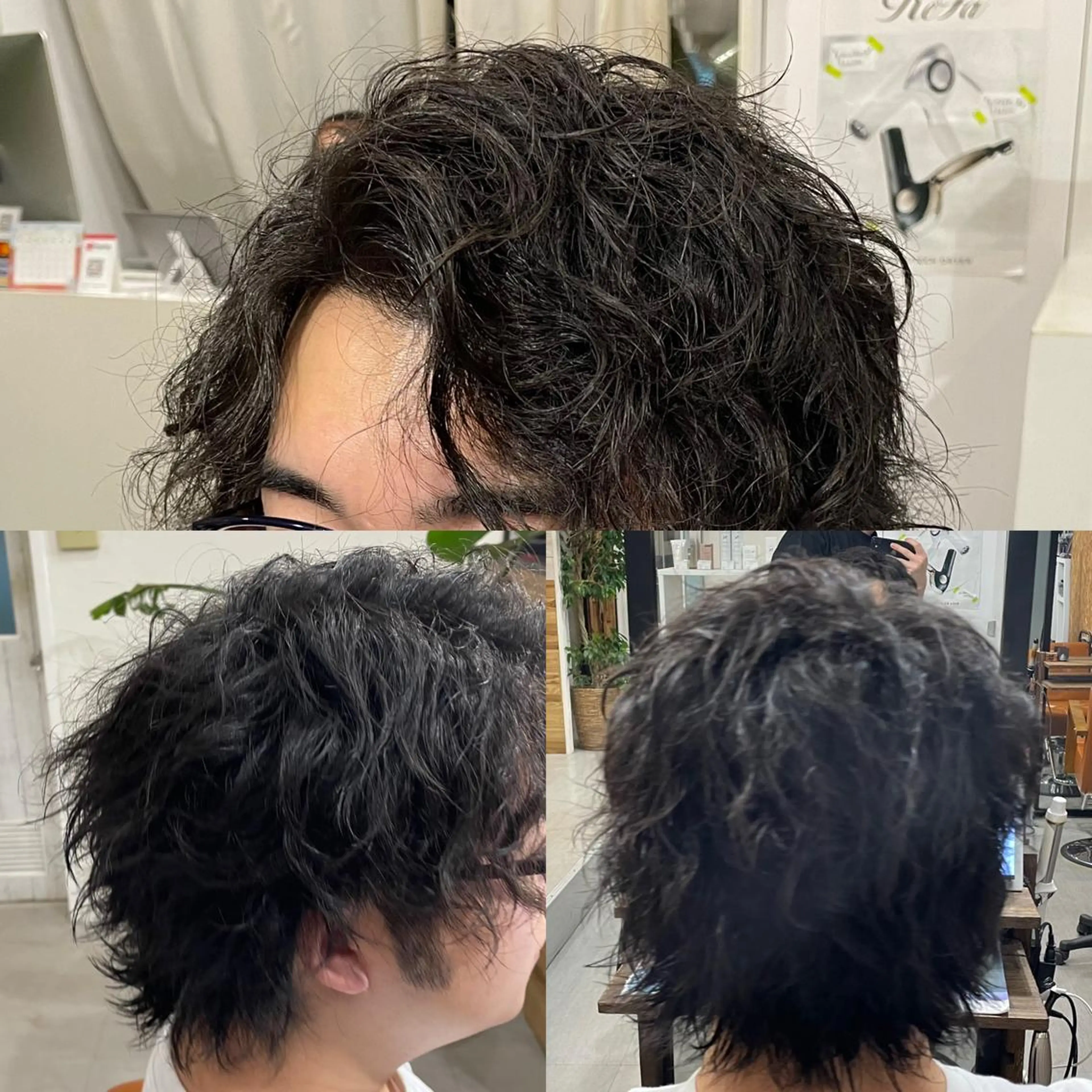 ミディアム メンズ センターパート メンズウルフカット ウルフカット カット パーマ かんばら りょーいのヘアスタイル