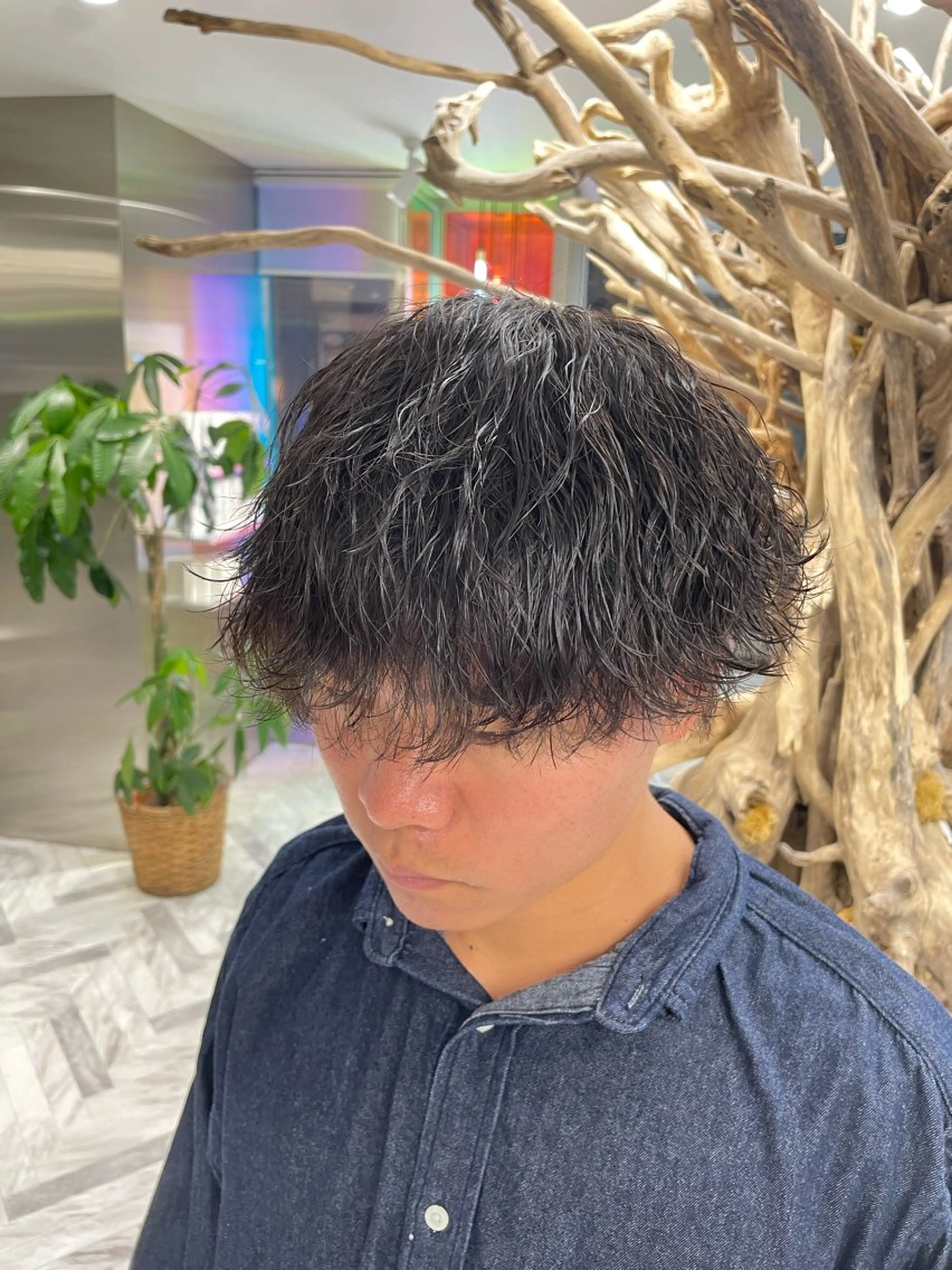 ショート カラー パーマ メンズ メンズパーマ メンズツイストパーマ 波巻きパーマ スパイラルパーマ ツイストパーマ カット ヘアカラー パーマ カラーモデル⚡️ REONのヘアスタイル