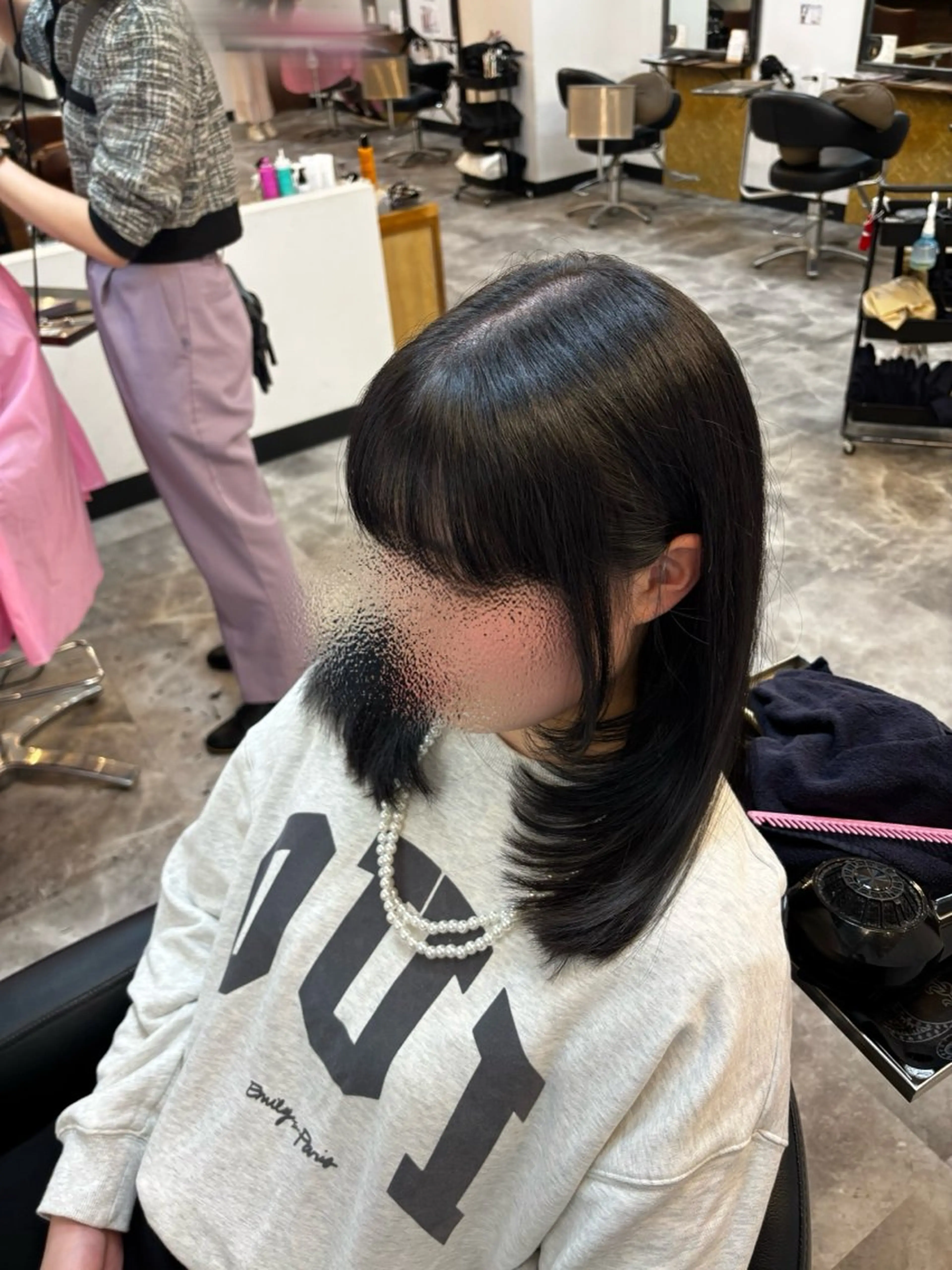 セミロング アッシュ カット ヘアカラー カットモデル無料 🌙 松本のヘアスタイル