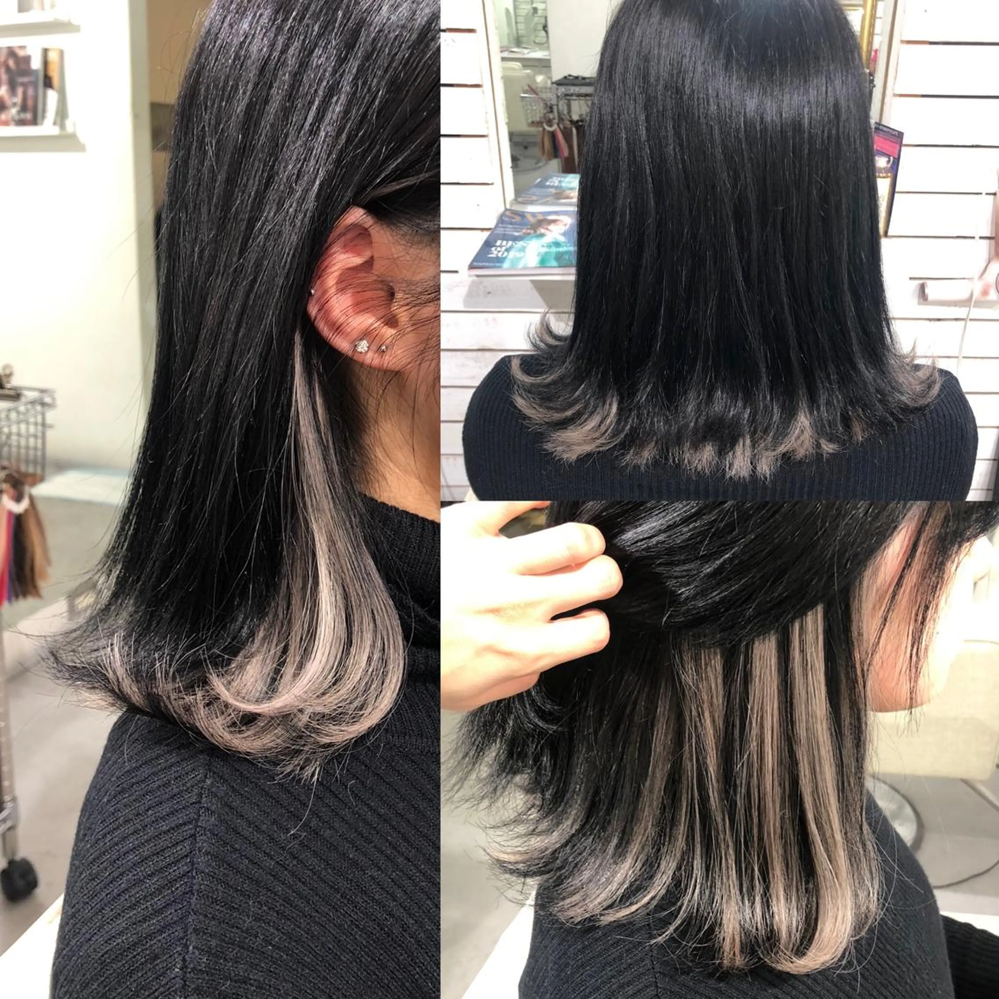 ミディアム カラー シールエクステ ブリーチ イヤリングカラー ハイライトカラー インナーカラー 🦋美髪／エクステ 🦋アベイクミのヘアスタイル