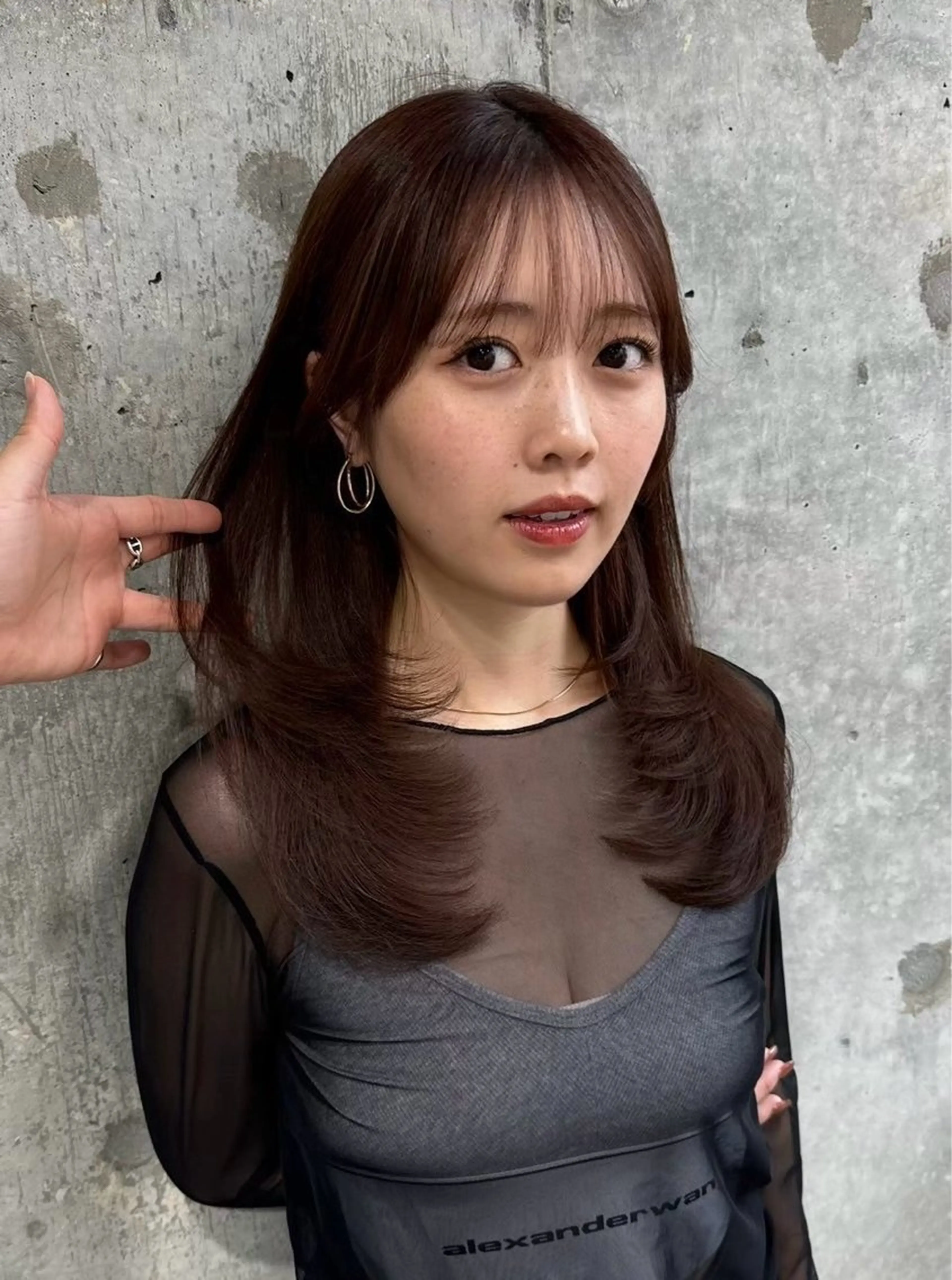 セミロング レイヤーカット 韓国トレンド💓‪ 阿部あんじゅのヘアスタイル