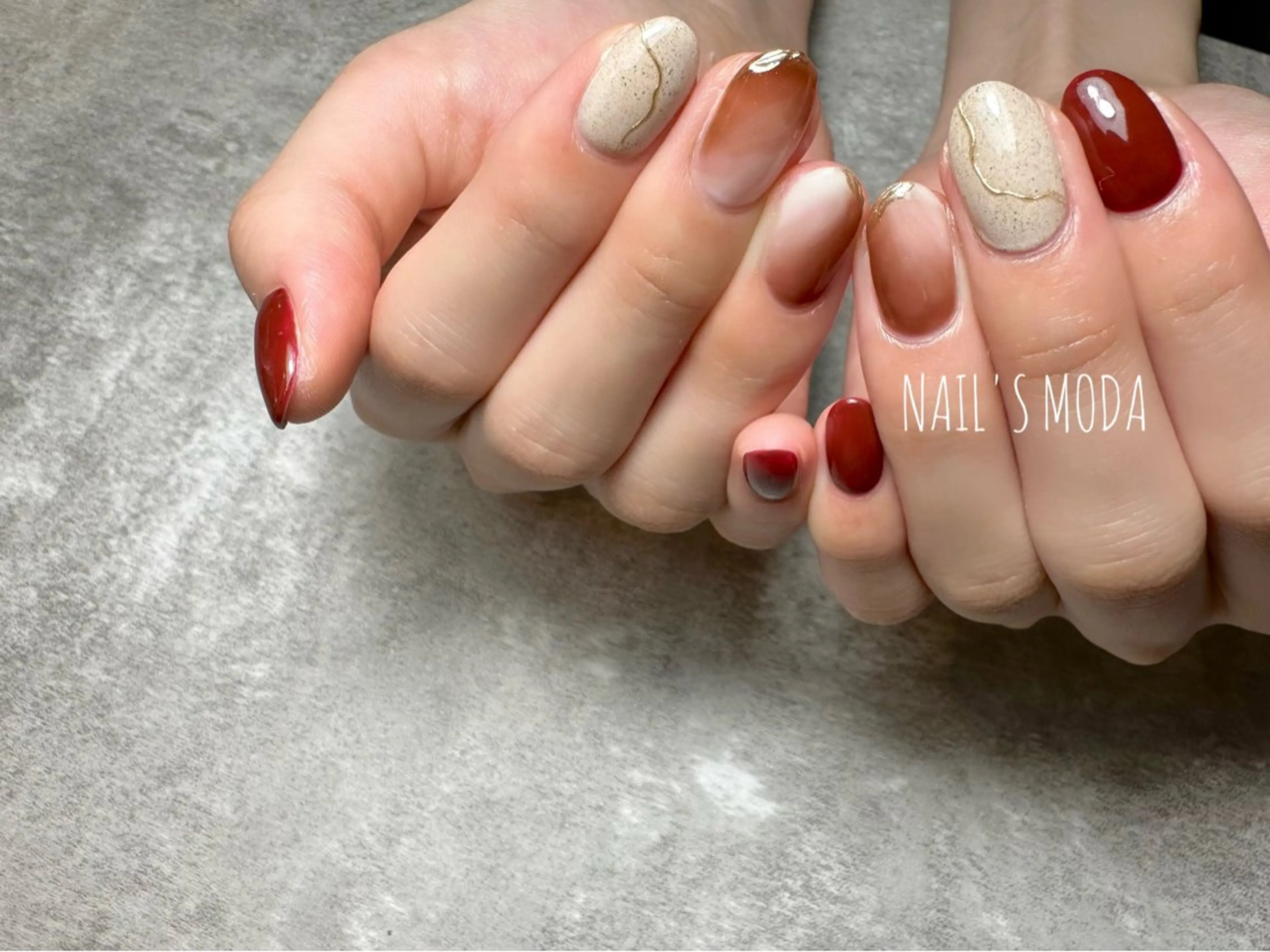 ネイル ボルドー ニュアンスネイル シンプルネイル NAIL'S MODAのネイルデザイン