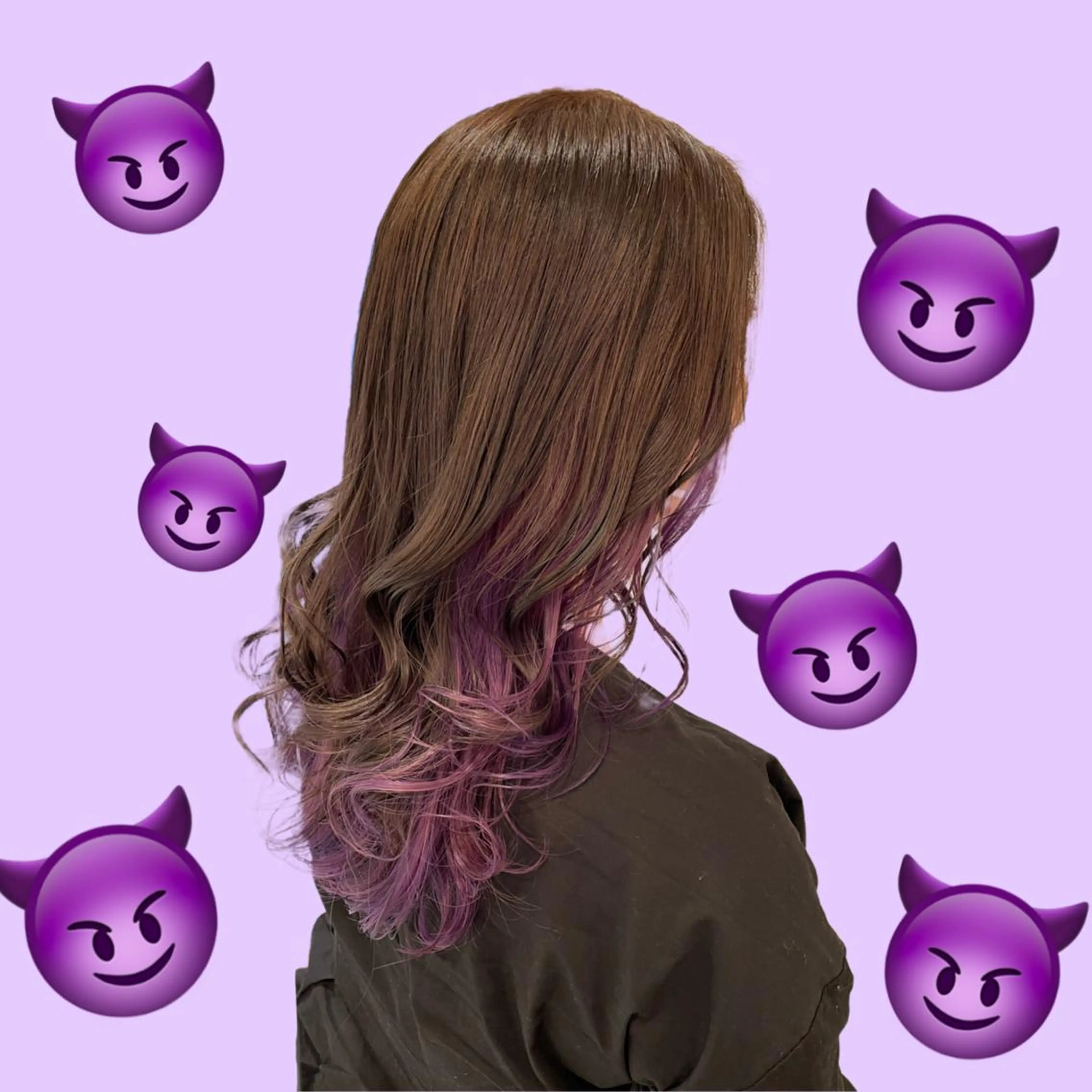 セミロング カラー ヘアアレンジ ブリーチ デザインカラー グレージュ インナーカラー パープルカラー 🦄ブリーチ💜エク ステ💜MIU🦄のヘアスタイル