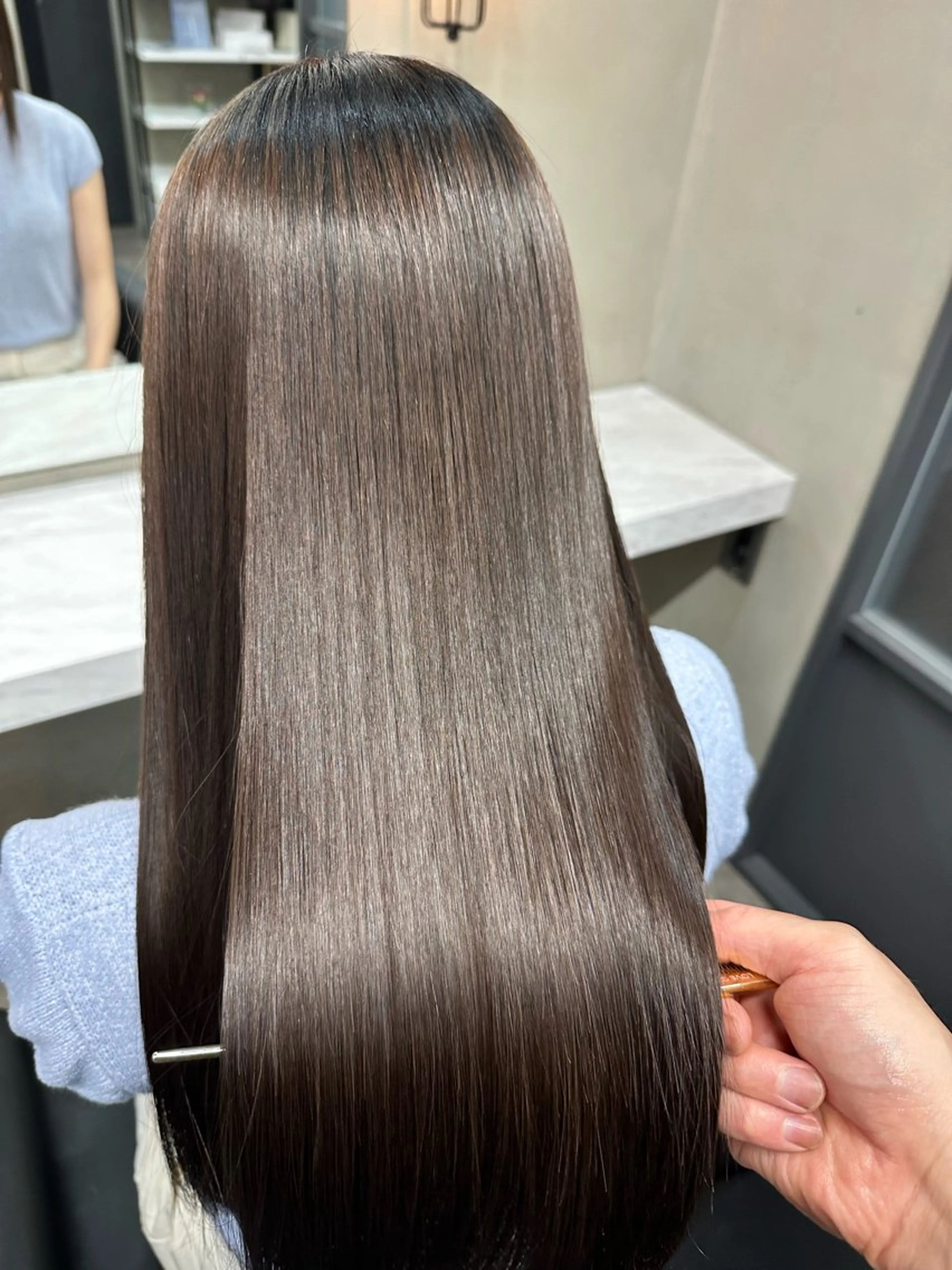 ロング 髪質改善 カット 縮毛矯正 トリートメント Allen hair 田中勇次のヘアスタイル