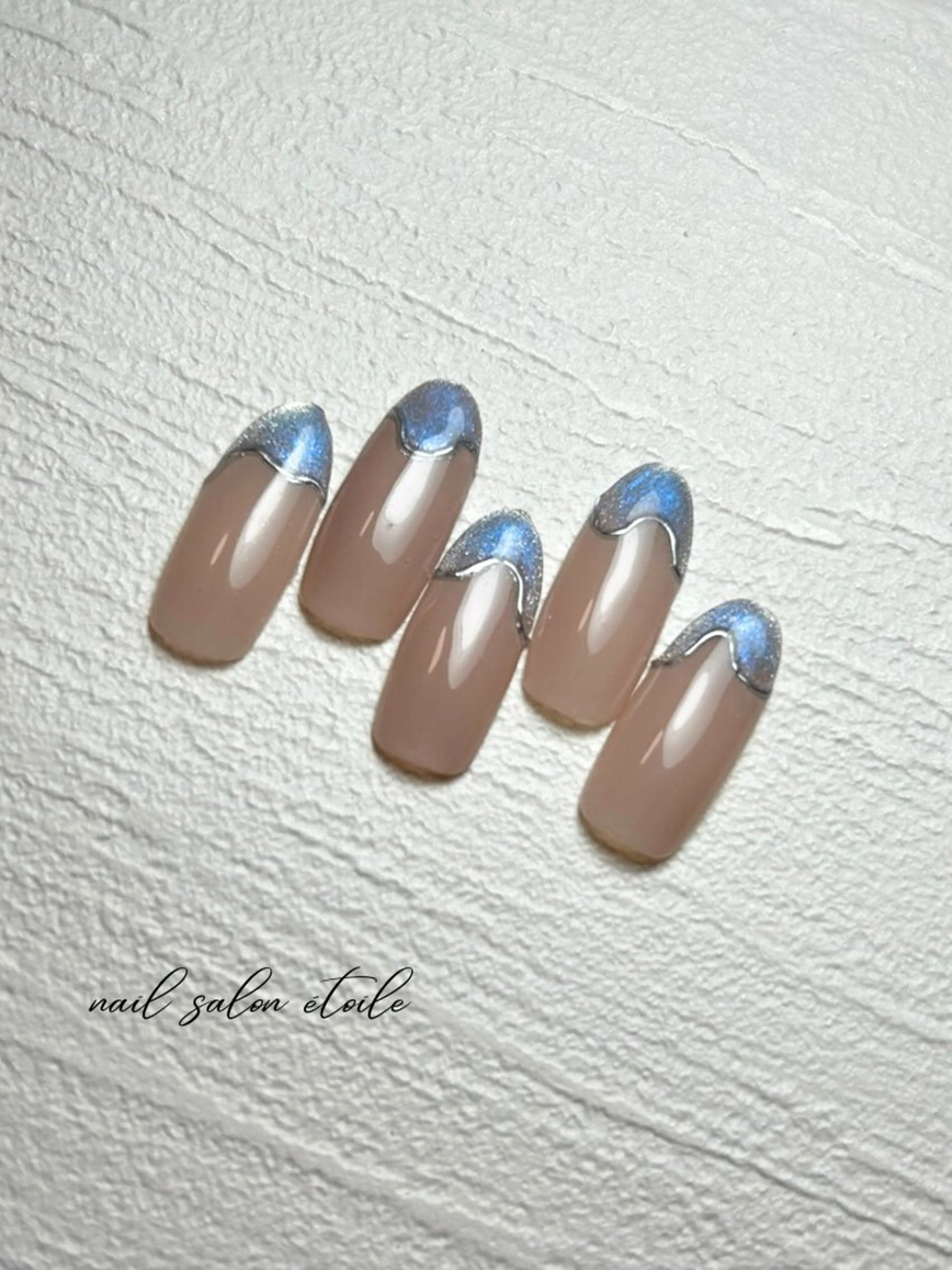 ネイル ブルー マグネットネイル ニュアンスネイル ハンドネイル nail salon étoileのネイルデザイン