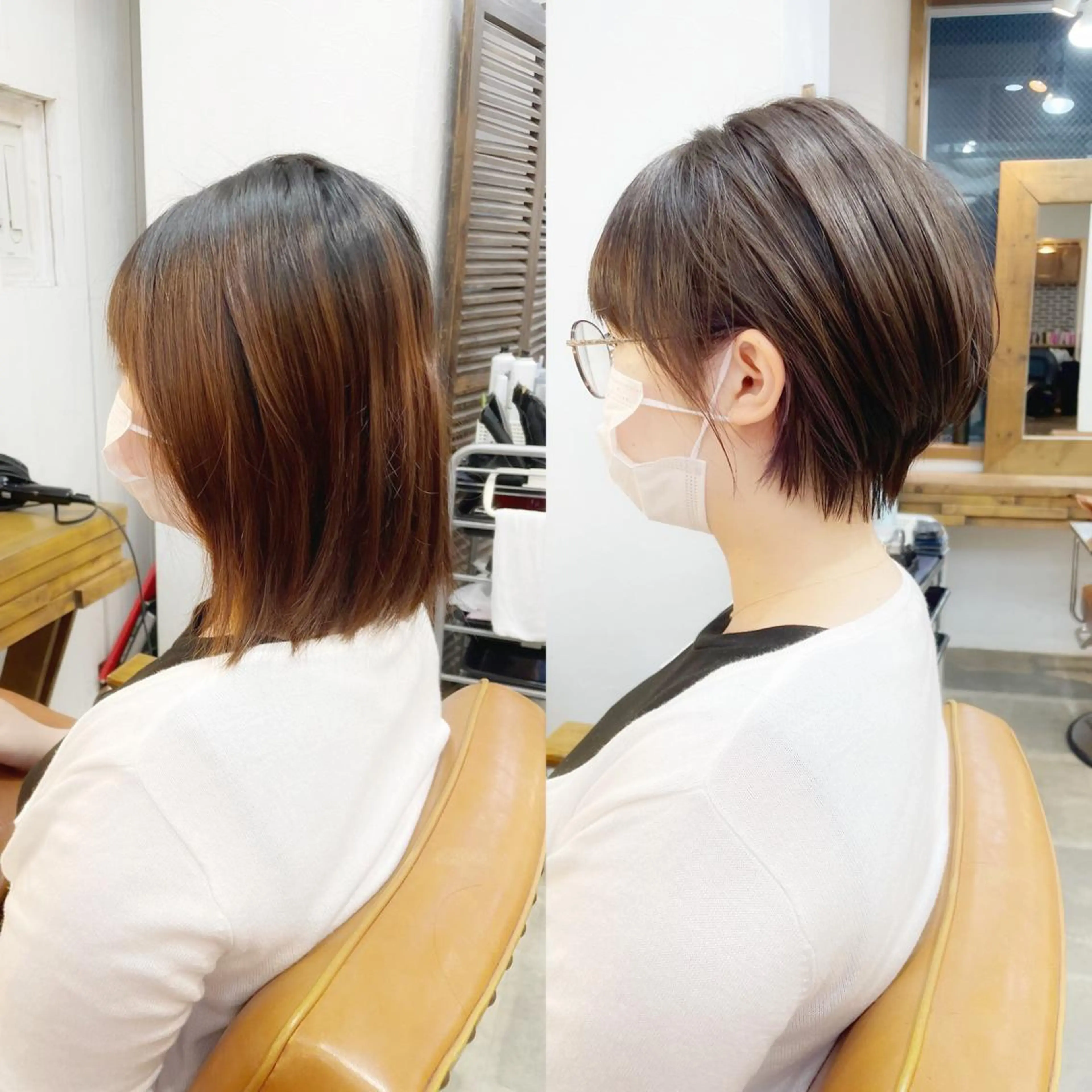 ショート カラー ショートボブ アッシュ ボブ シースルーバング ショートヘア カット ヘアカラー newline銀座所属・銀座ショート/ 大人ショート/金子涼のヘアスタイル