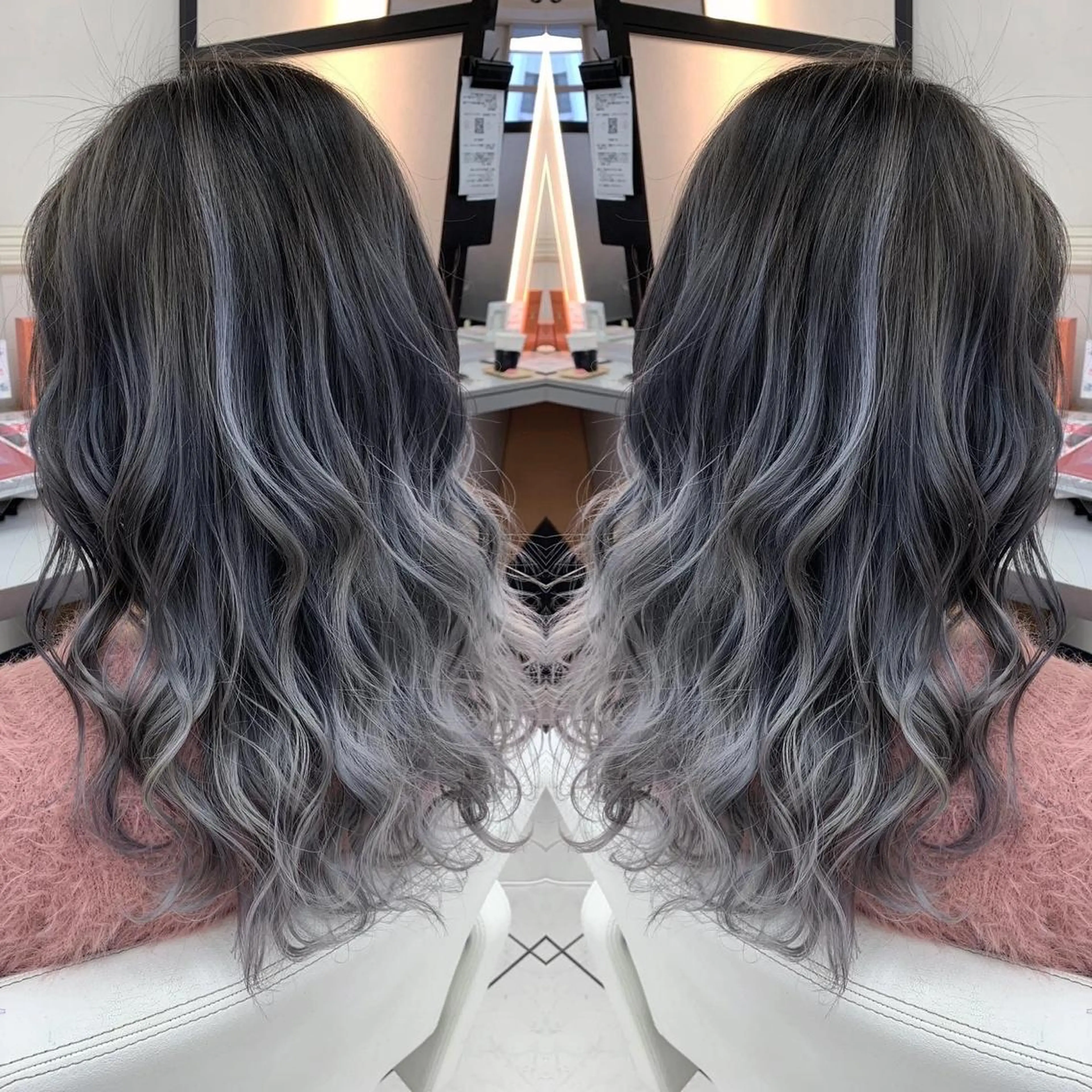 セミロング カラー バレイヤージュ レイヤーカット ヘアカラー N° jillva ♦️川端裕司♦️のヘアスタイル