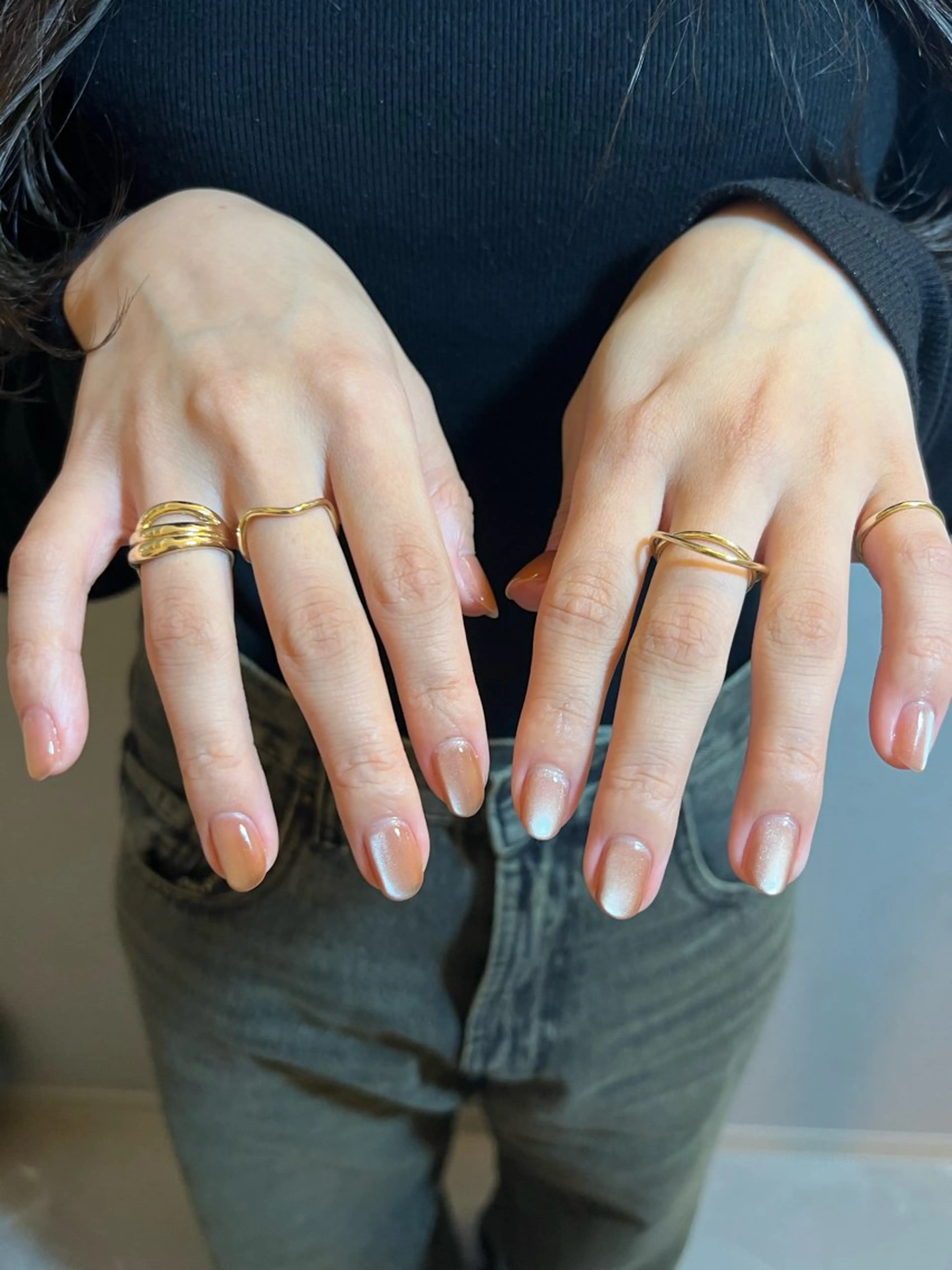 ネイル ブラウン マグネットネイル オレンジ urun eriのネイルデザイン