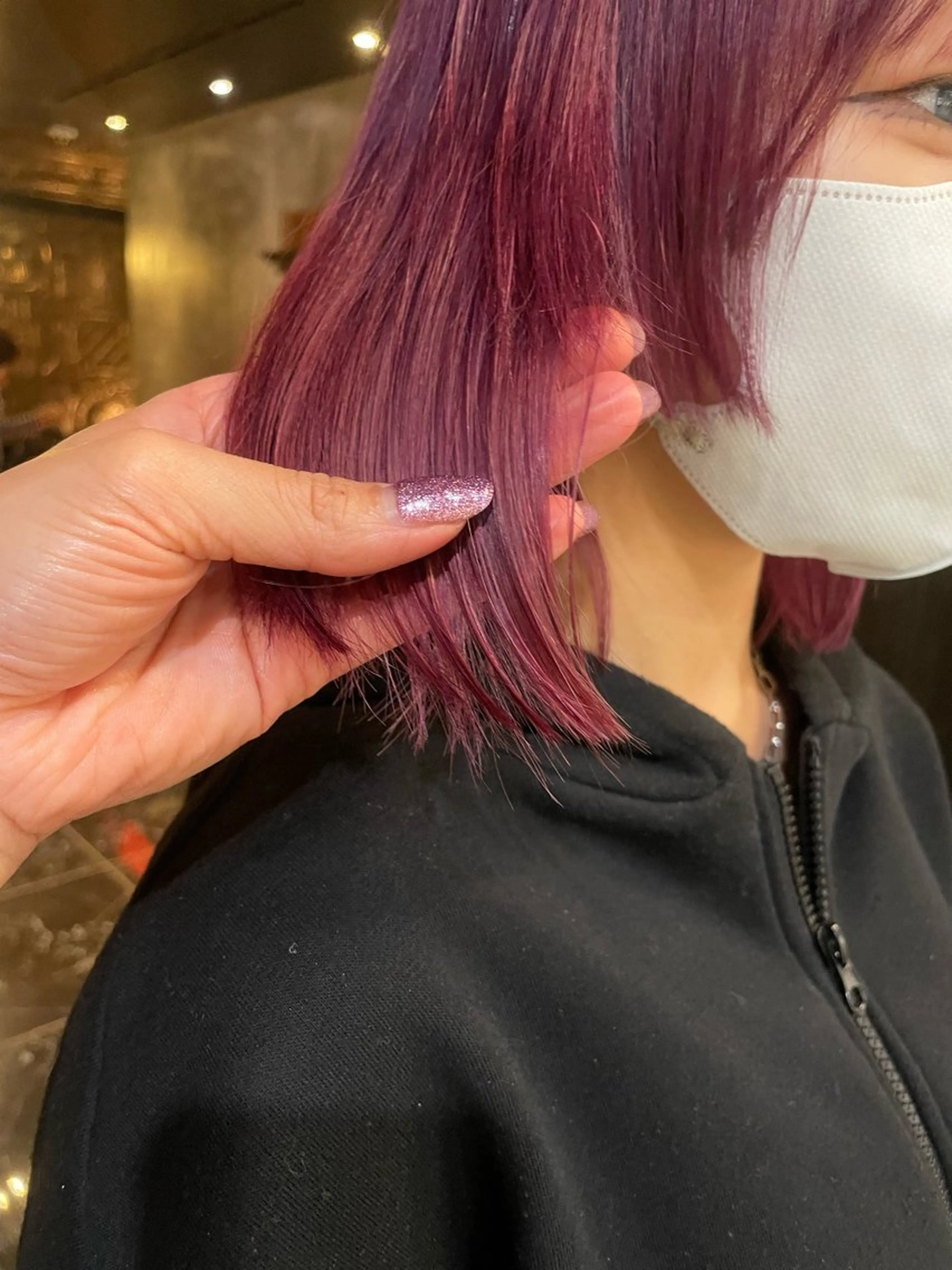 ミディアム カラー パーマ ヘアアレンジ レイヤー/ 透明感カラー/マドカのヘアスタイル