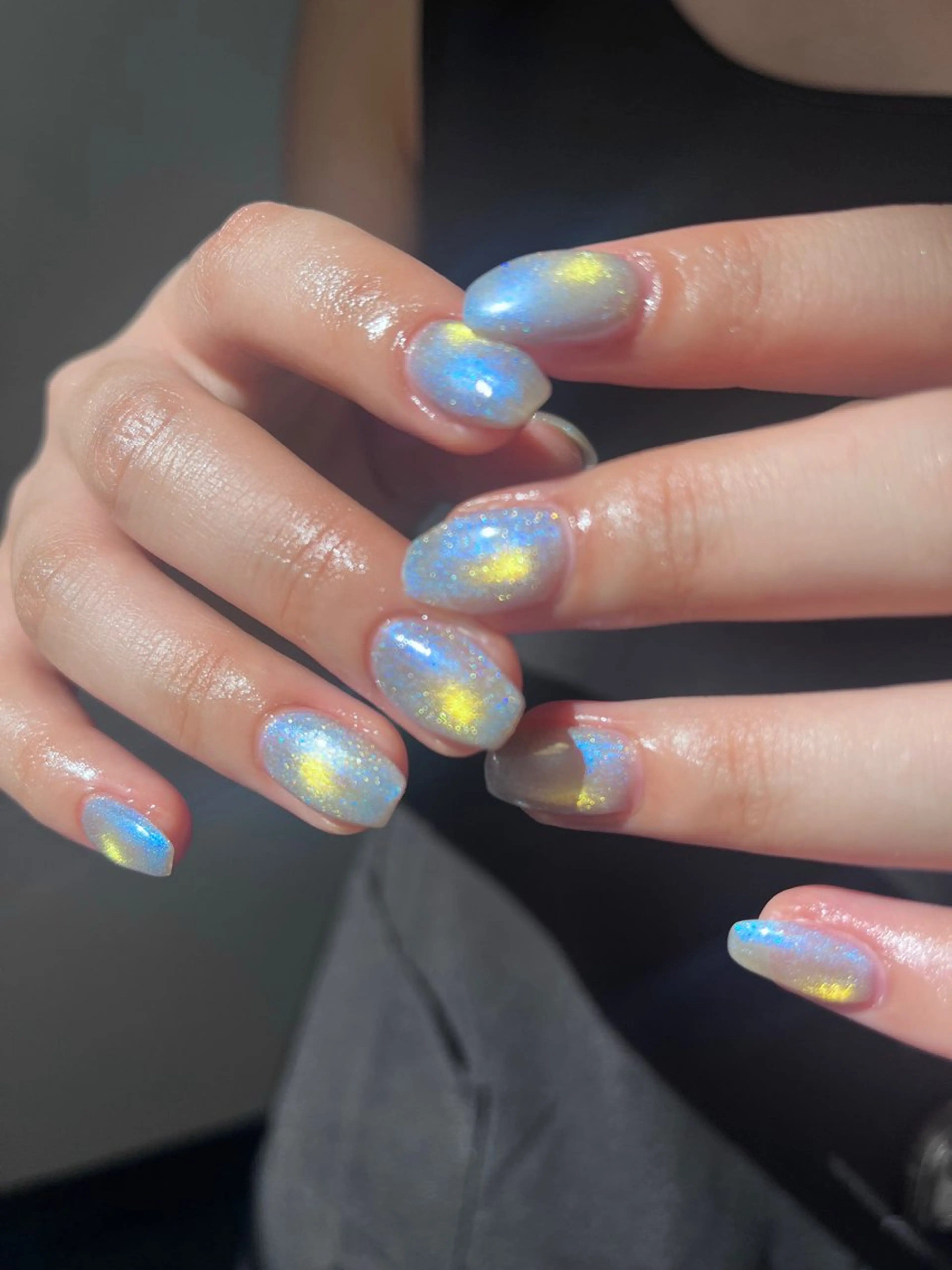 ネイル ビー玉ネイル 黄色 ハンドネイル Nico nail&eye所属・Nico🐈‍⬛ 🎀Nanamiのネイルデザイン