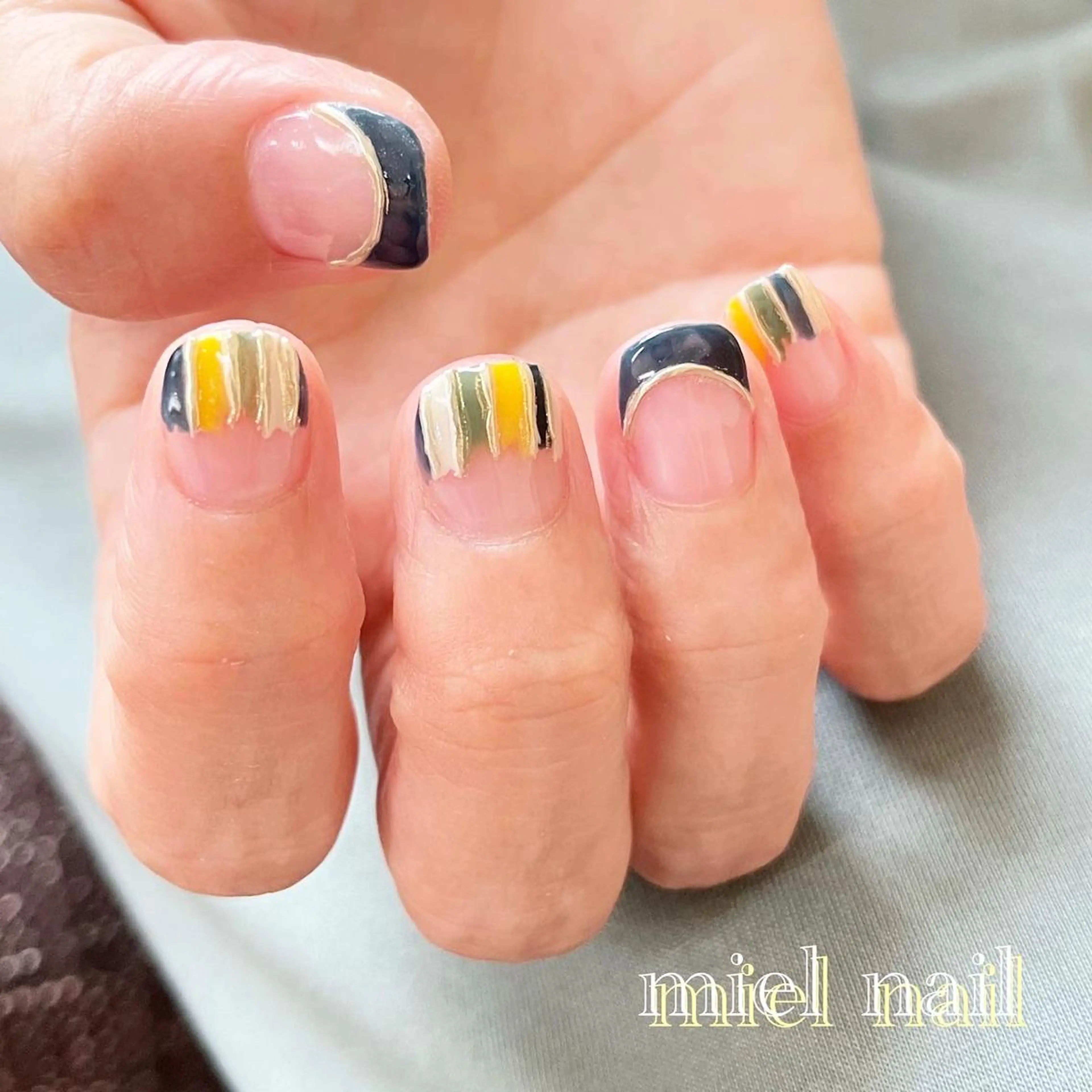 ネイル フレンチネイル ミラーネイル 夏ネイル ハンドネイル miel nailのネイルデザイン