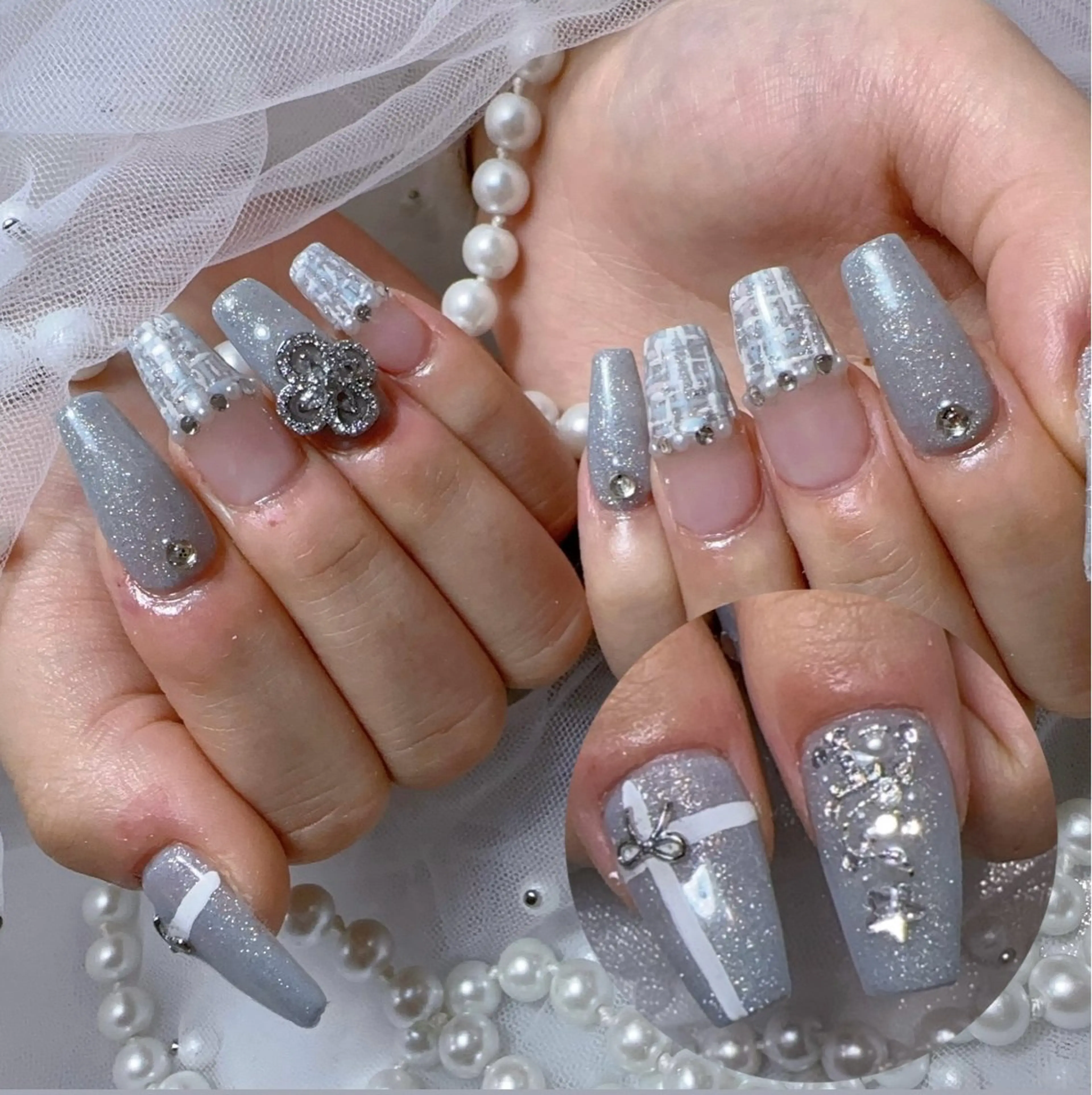 ネイル アートネイル フラッシュネイル フレンチネイル ジェルネイル ガラスフレンチ ハンドネイル You&Me Miyuのネイルデザイン