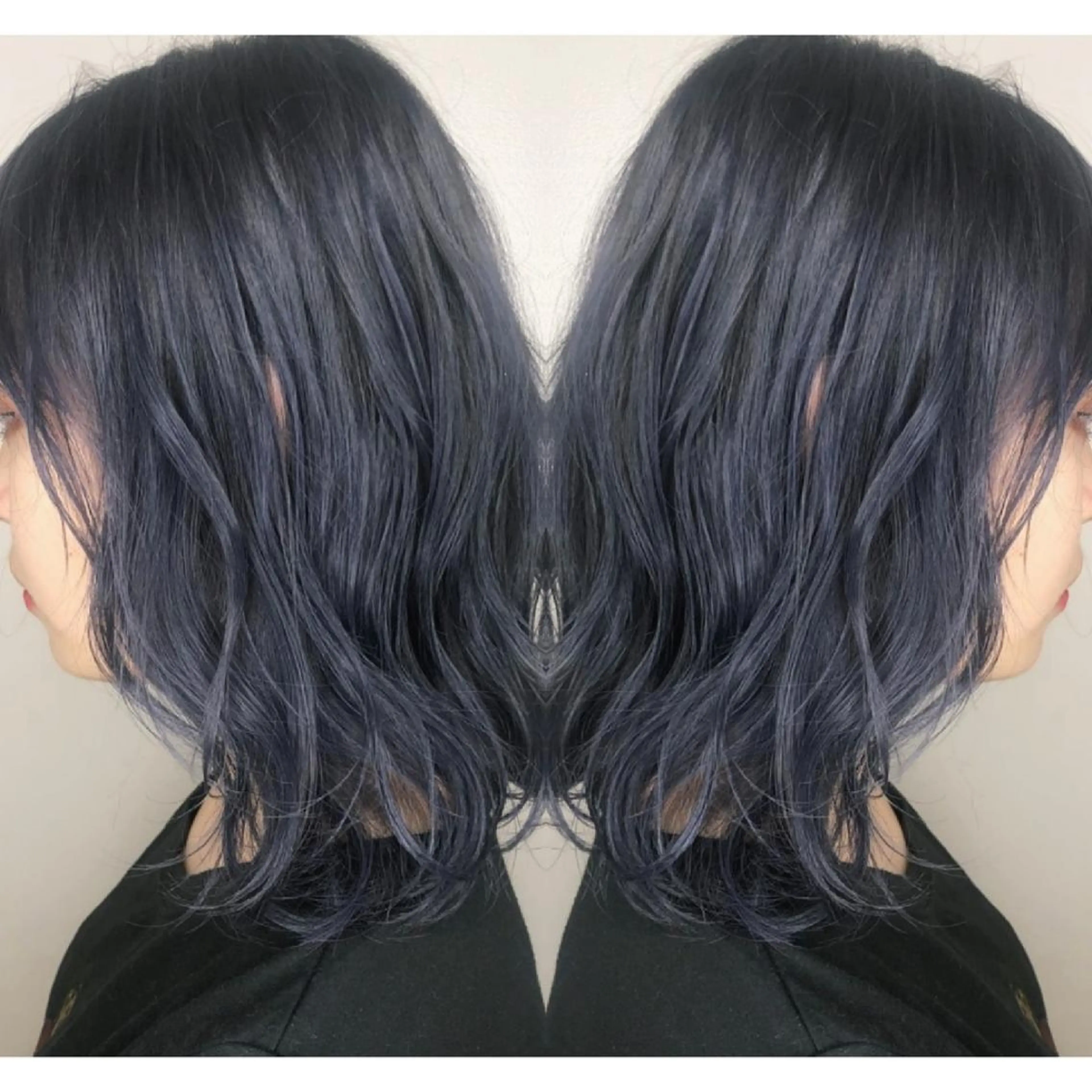 ミディアム カラー ネイビーカラー 竹内啓太 ボブのヘアスタイル