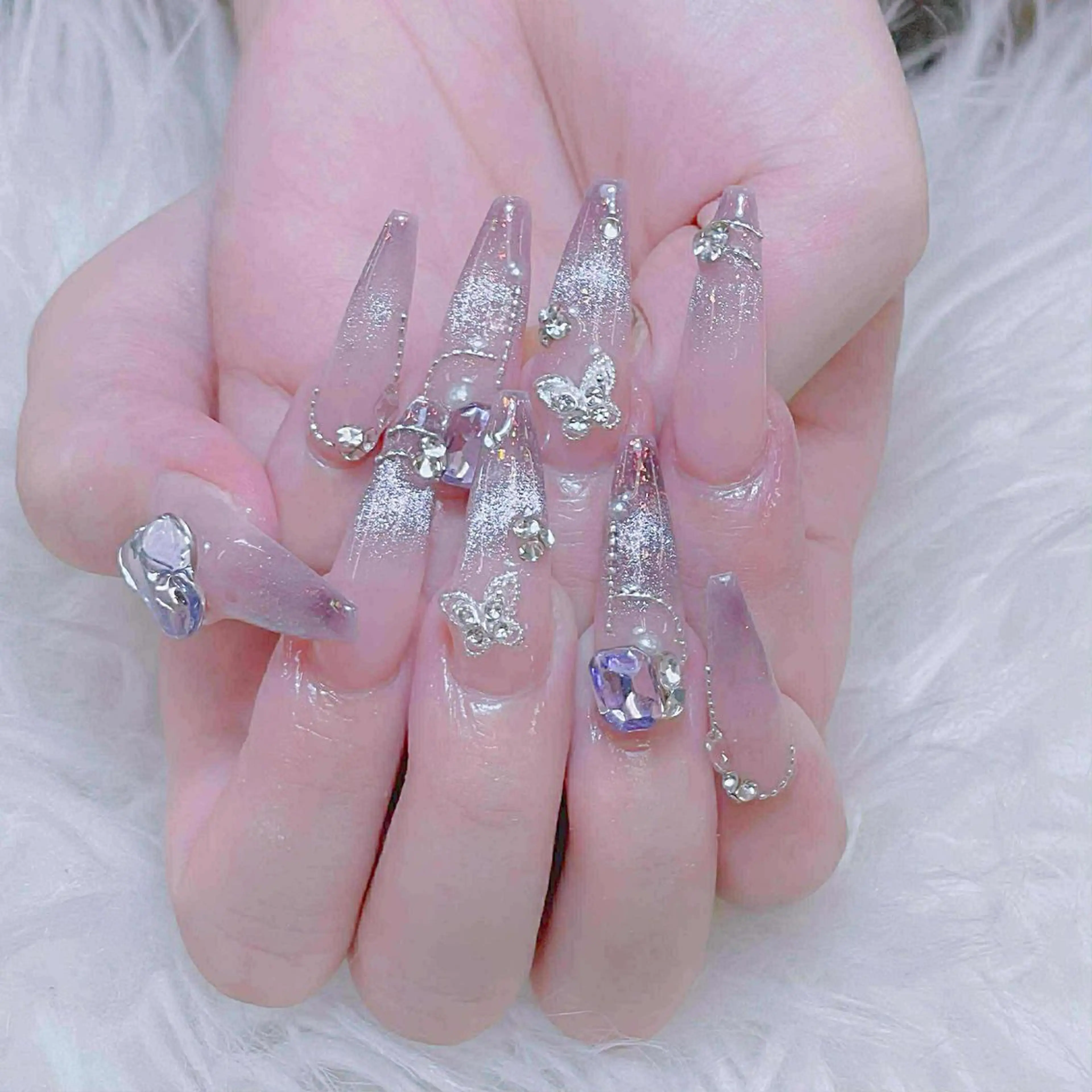ネイル チークネイル 長さ出し フットネイル マグネットネイル 持ち込み ハンドネイル ANH NAIL ゴテゴテ専門店💎のネイルデザイン