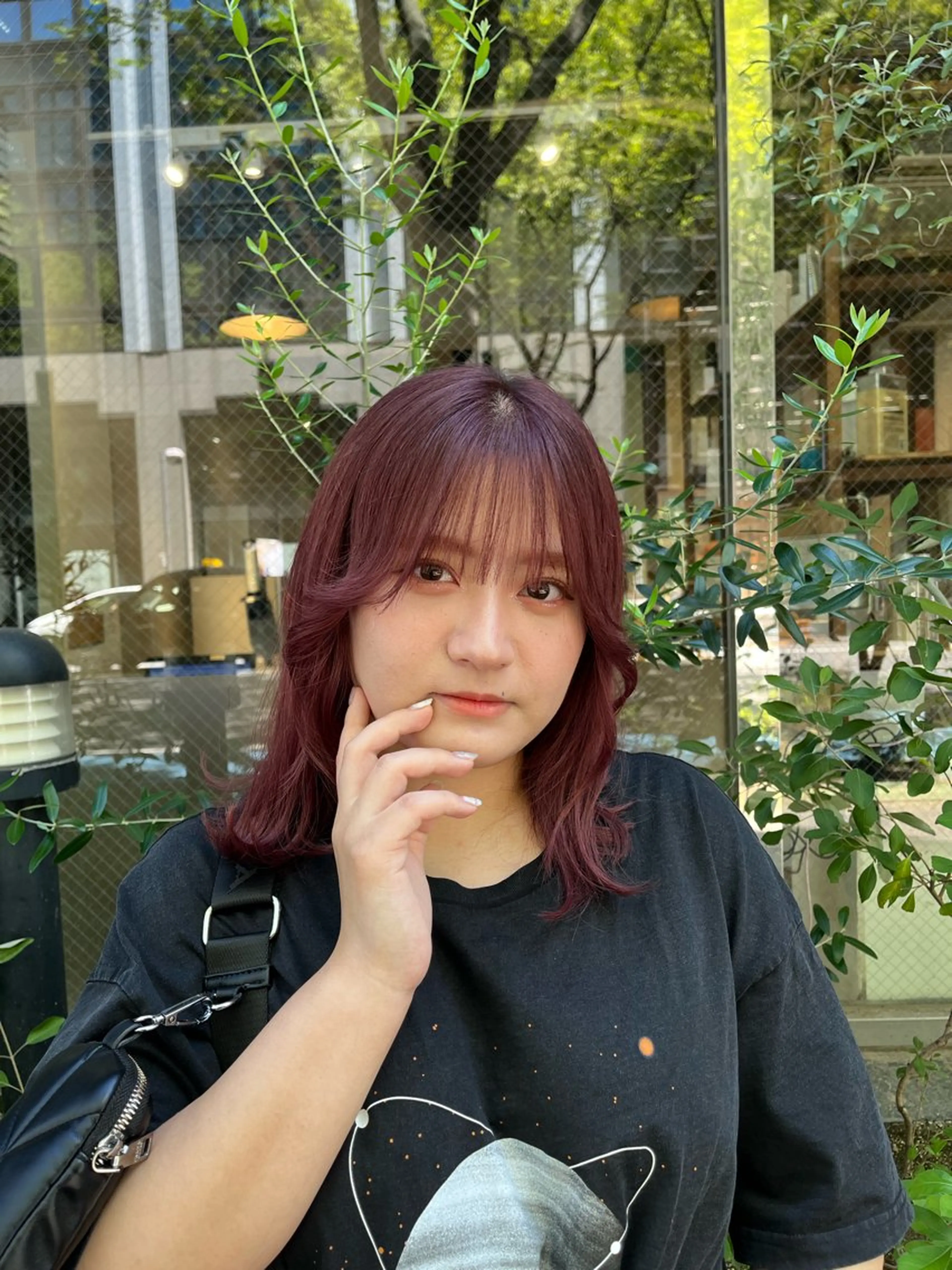 カラー ヘアカラー トリートメント えんぐちとも／透明感 カラー／博多ボブのヘアスタイル