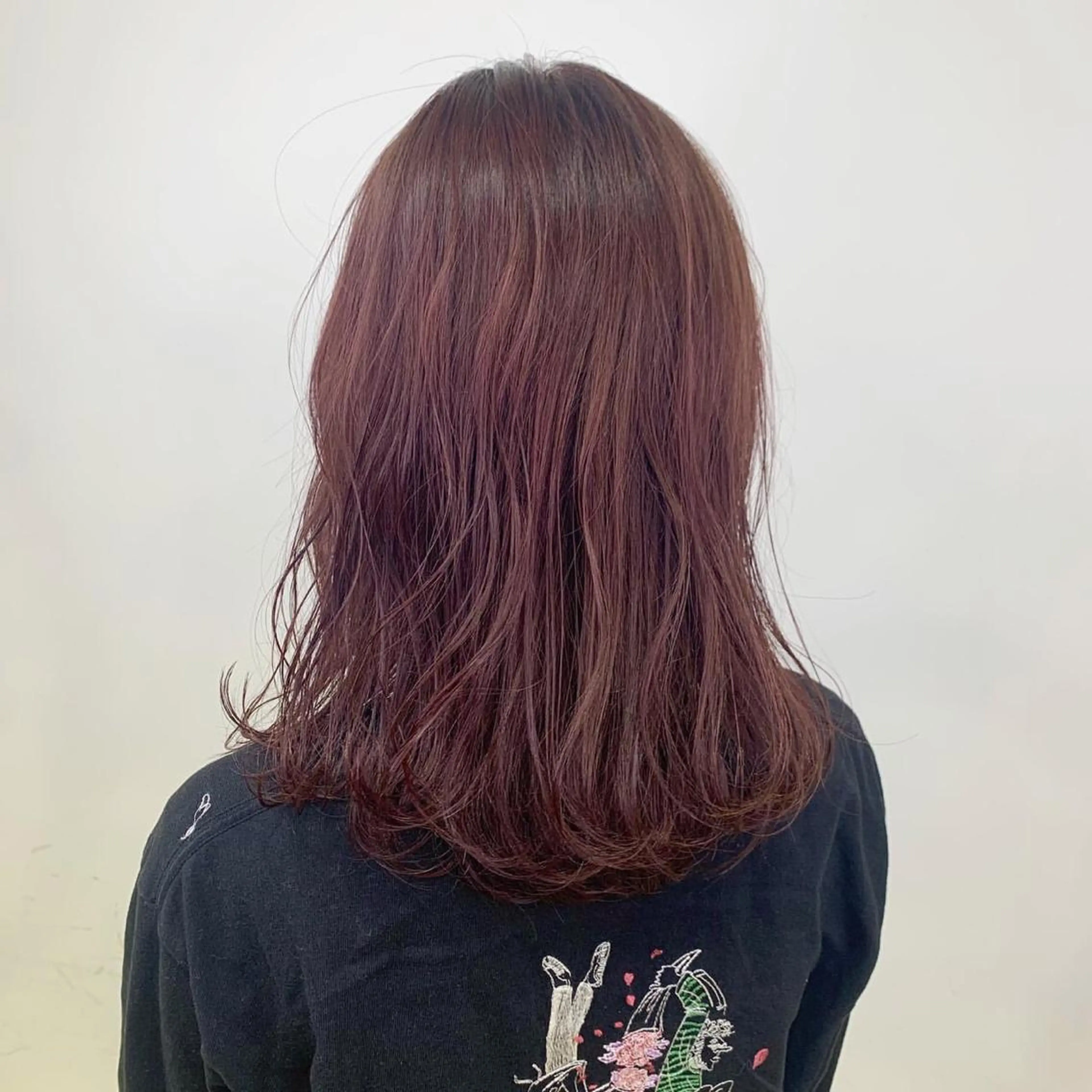 セミロング カラー ヘアアレンジ ボルドーカラー ヘアカラー チャンモリパーマ/韓 国/Minami🦋のヘアスタイル